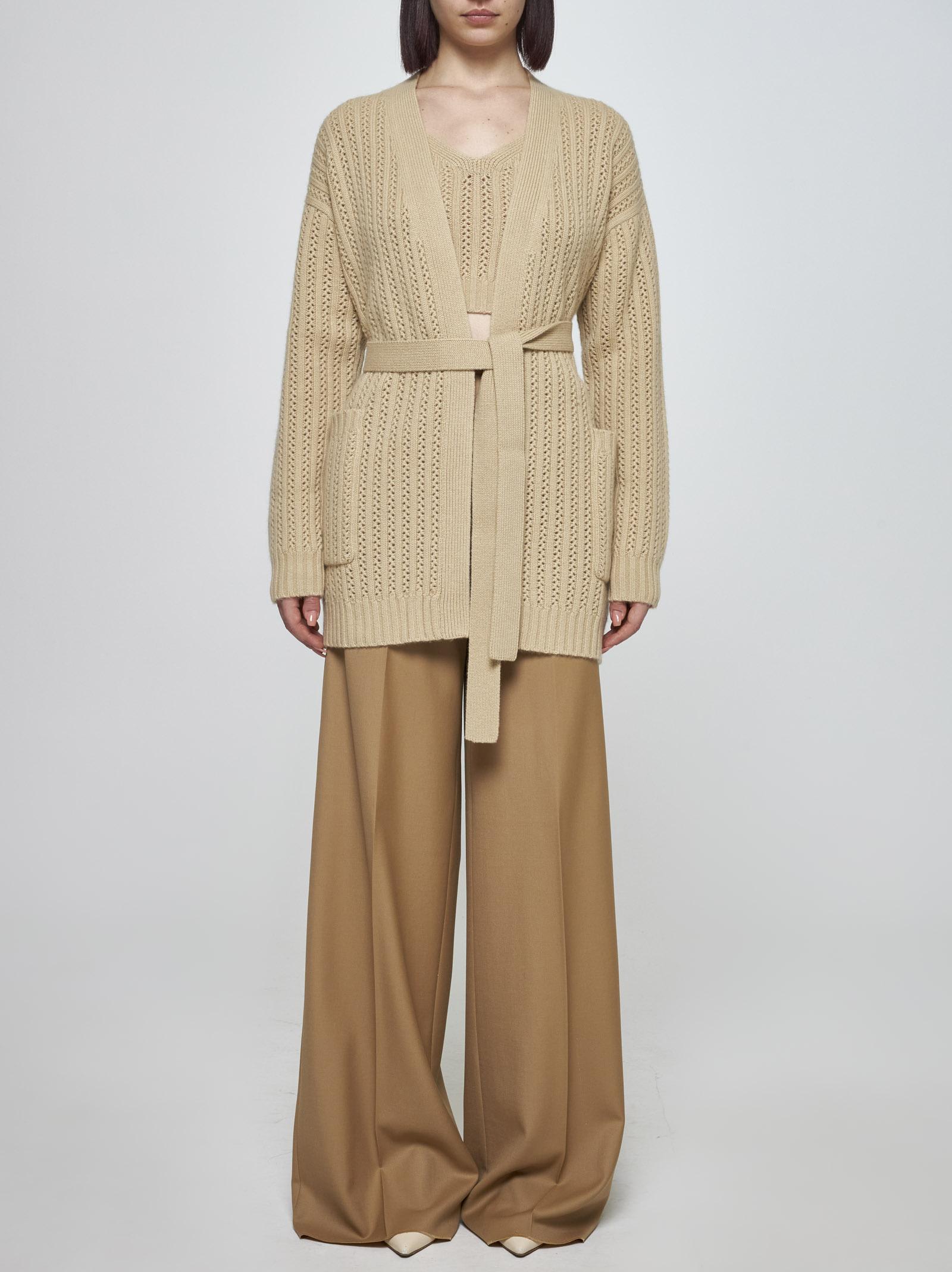 Shop Max Mara Balzac Crochet Wool And Cashmere Cardigan In Ecru