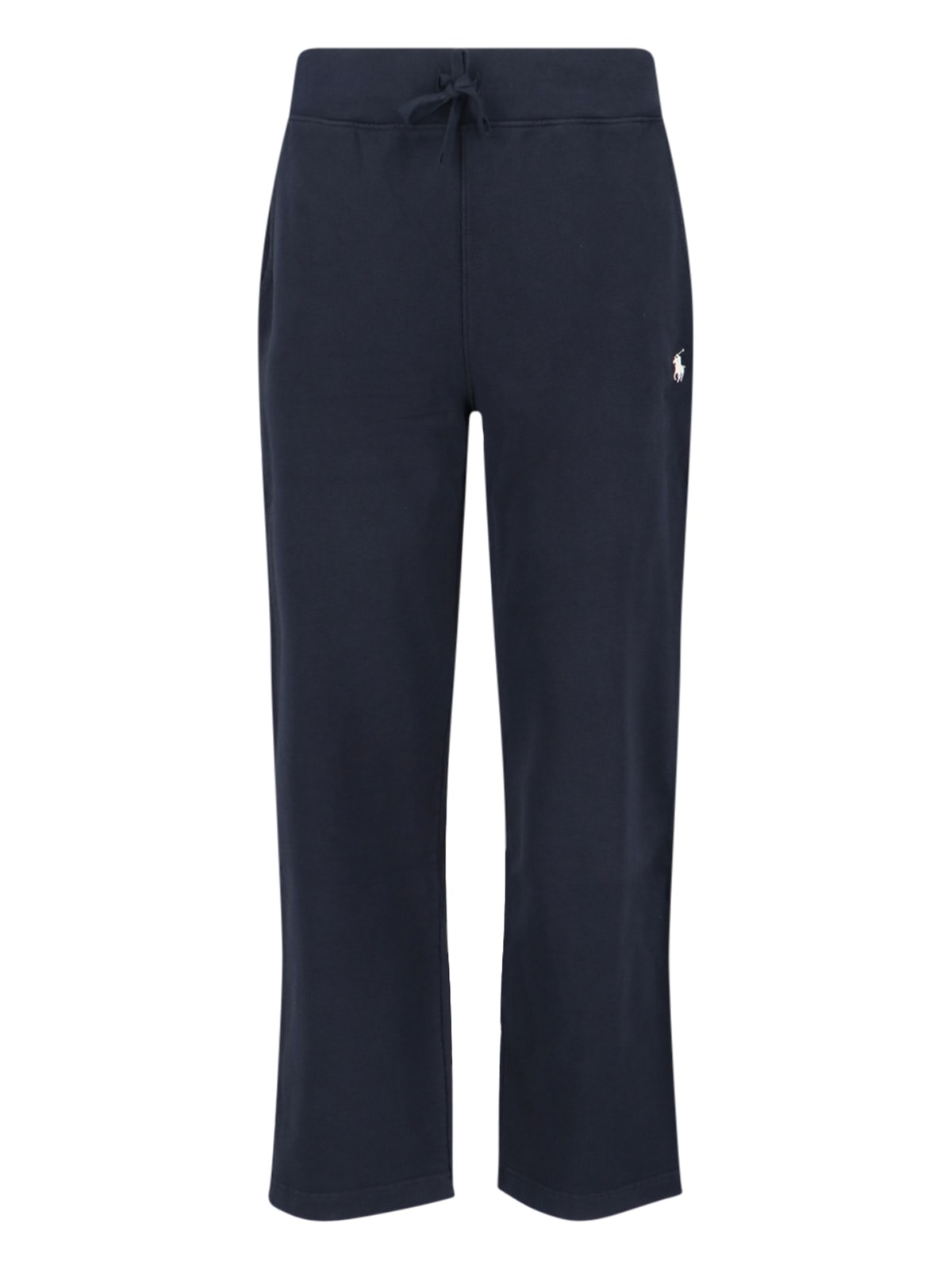Polo Ralph Lauren Navy Cotton Sweatpants With Drawstring And Embroidered Logo In Blue