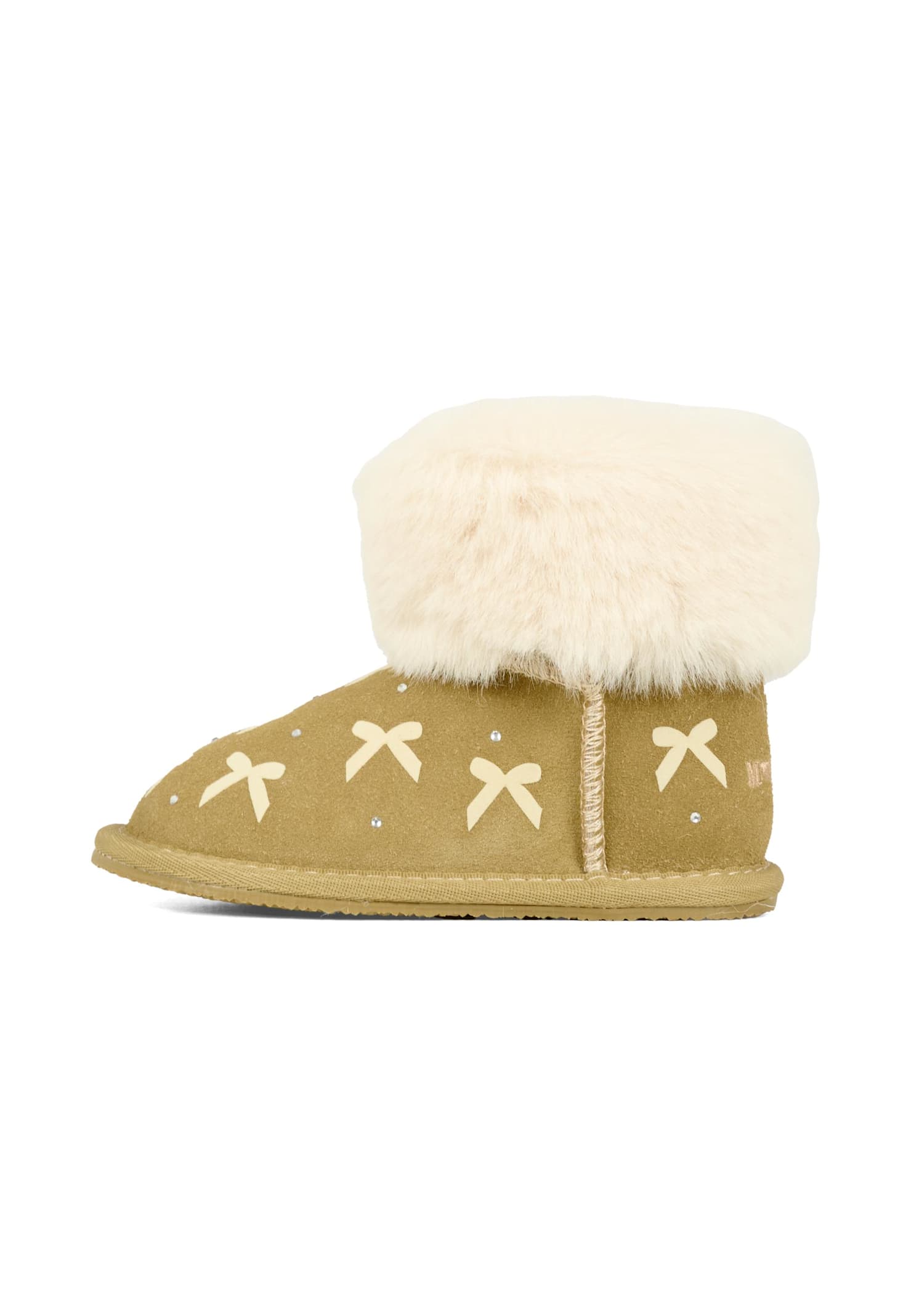 Monnalisa Beige Ankle Boots For Girl With Bow In Green