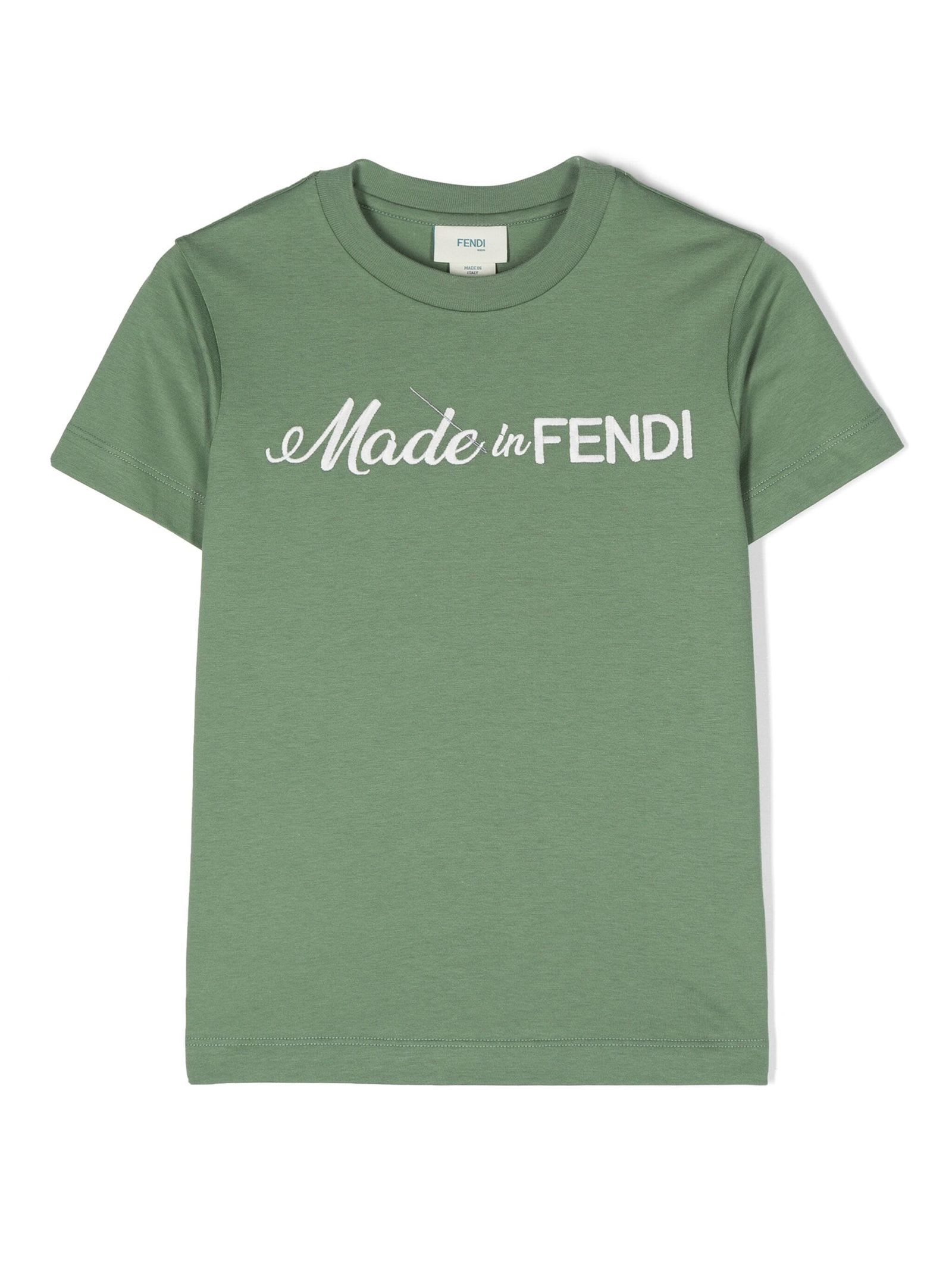 Shop Fendi Kids T-shirts And Polos Green