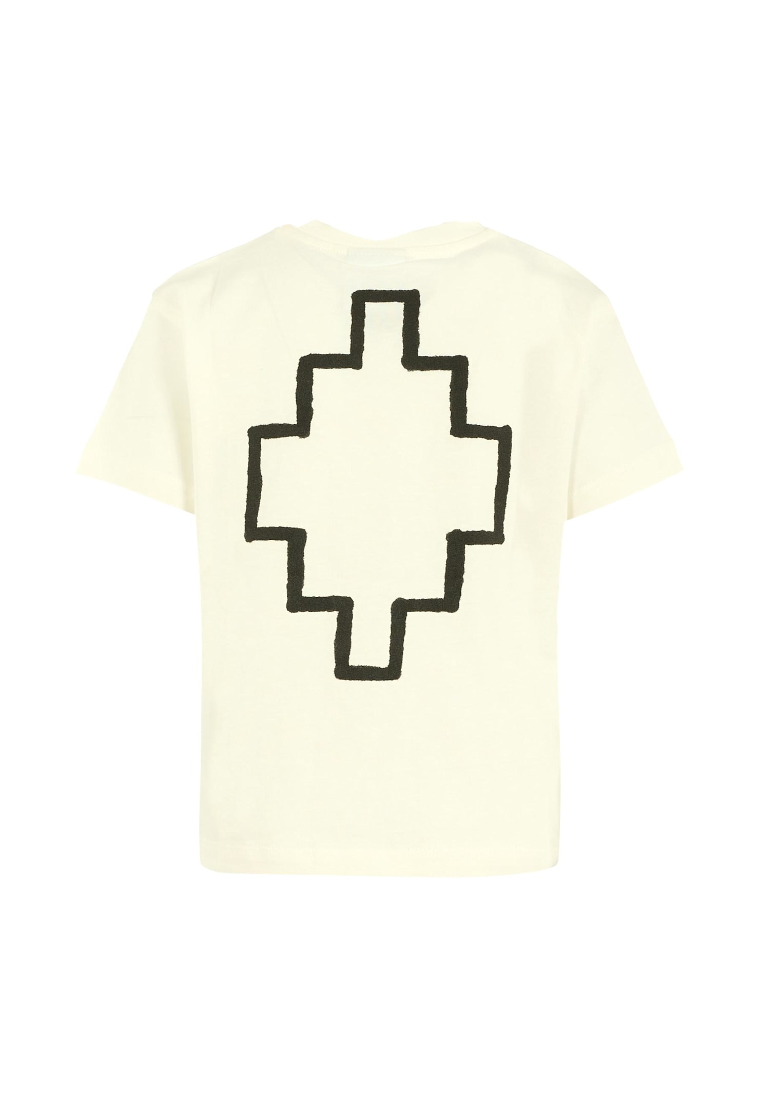 Marcelo Burlon County Of Milan White T-shirt For Boy With Black Logo In Yellow