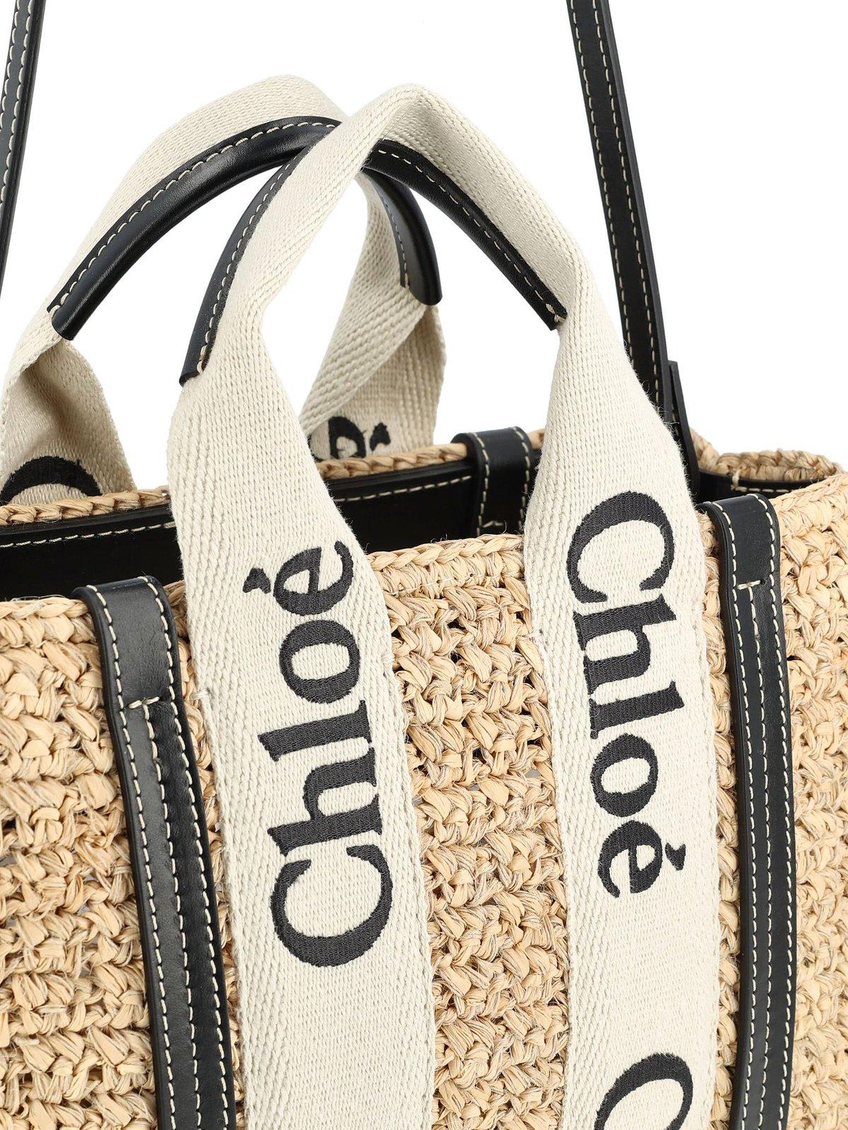Shop Chloé Small Woody Tote Bag In Beige