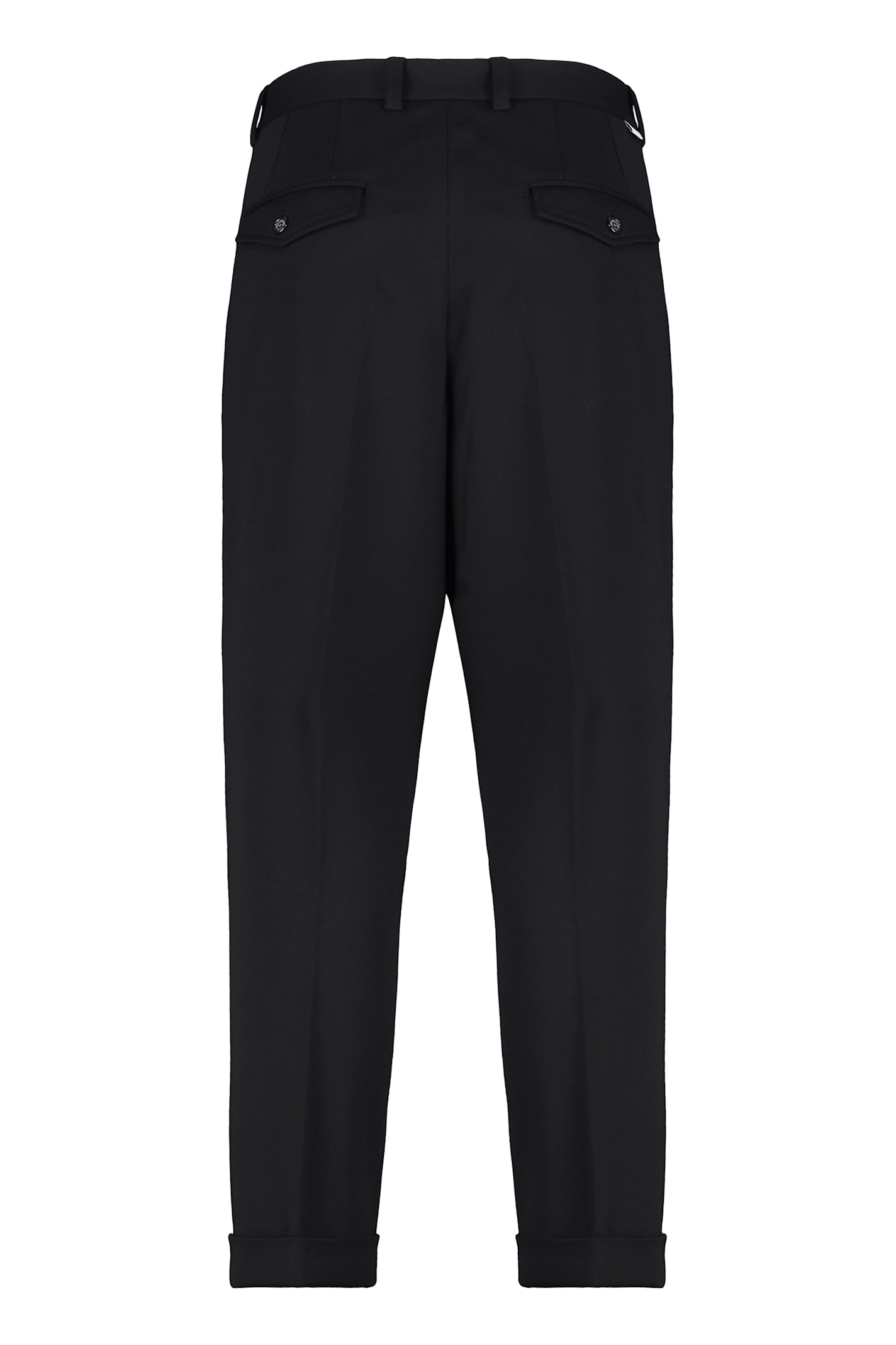 Shop Paolo Pecora Viscose Blend Trousers In Black