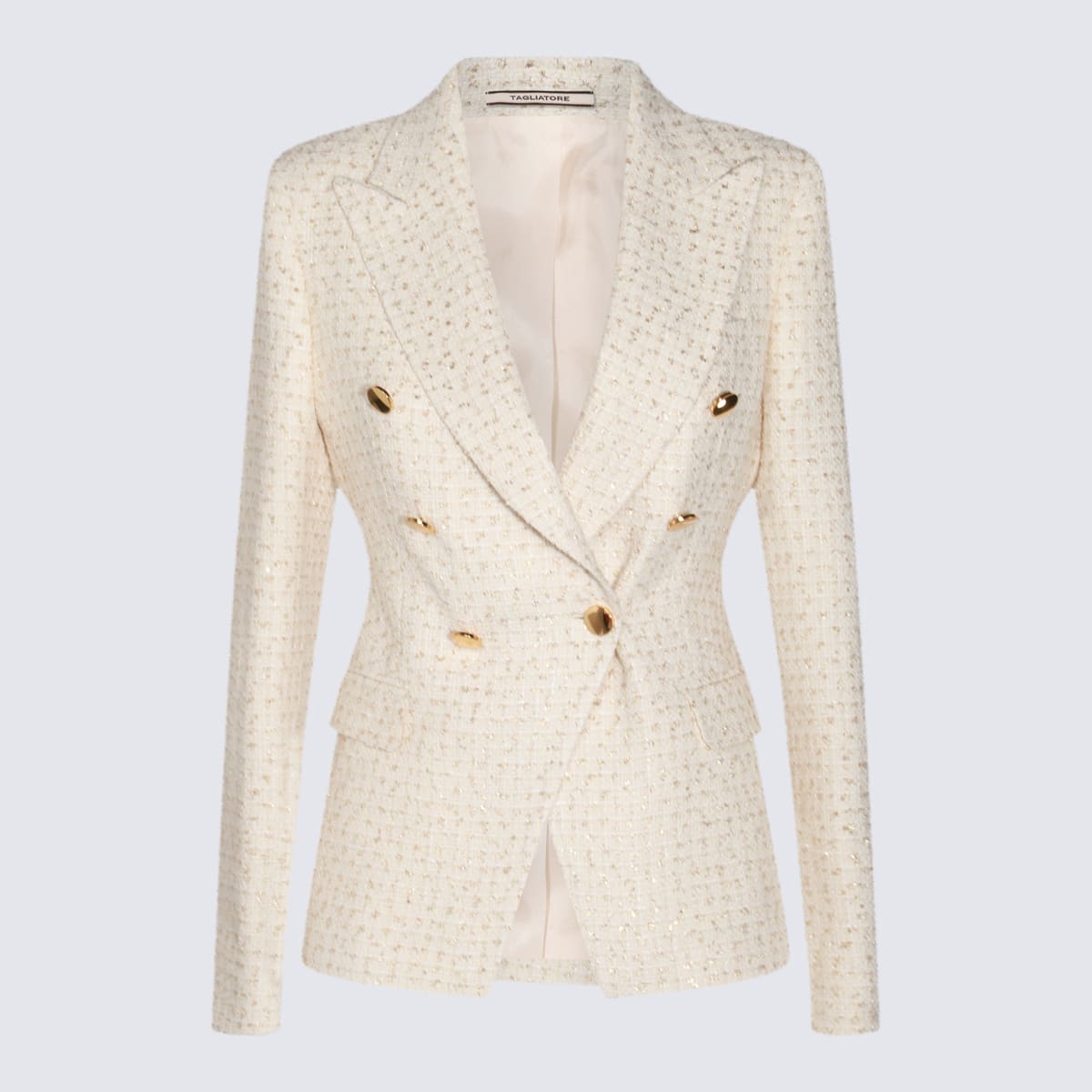 Shop Tagliatore White Cotton Blazer In Beige