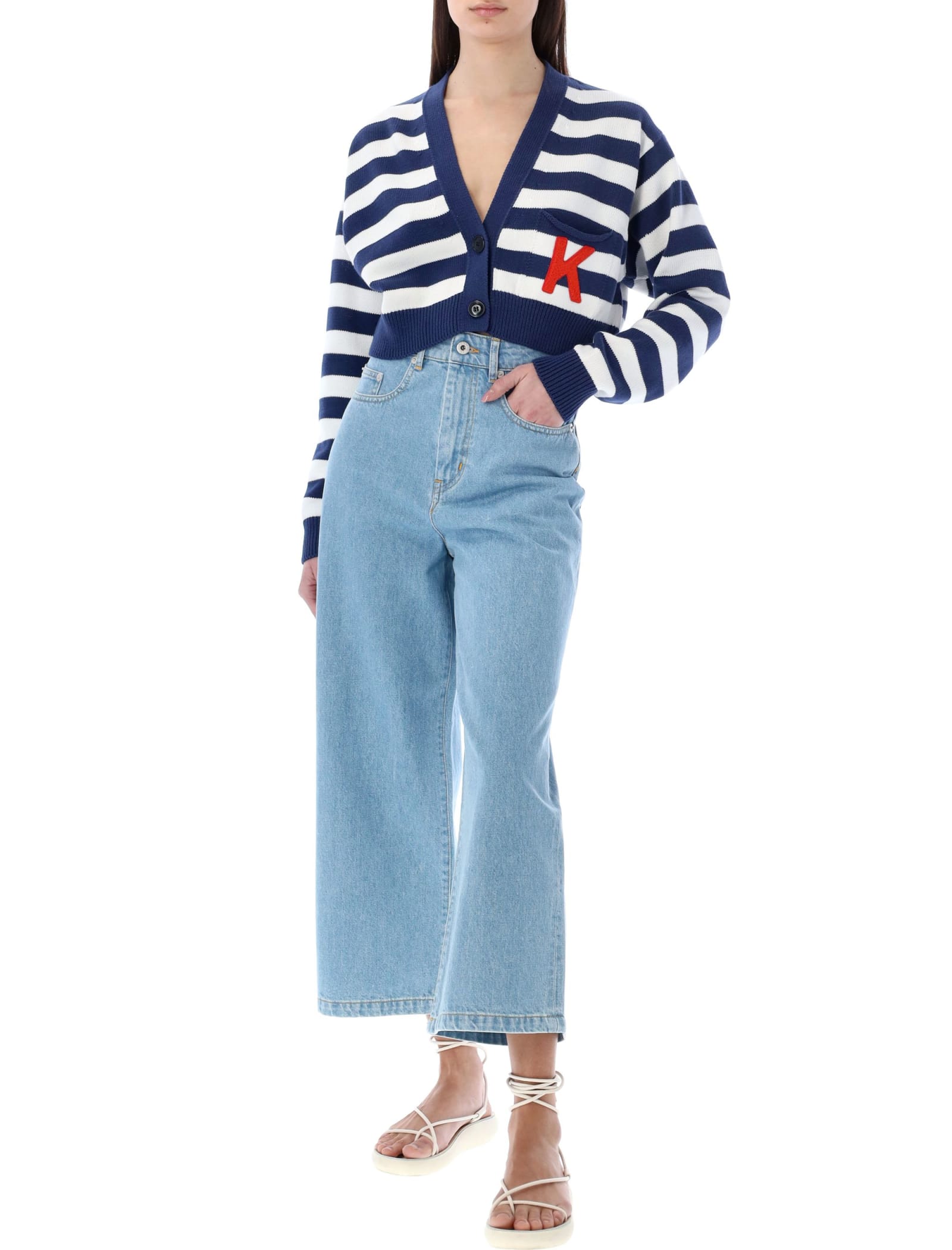 Shop Kenzo Sumire Cropped Jeans In Blue