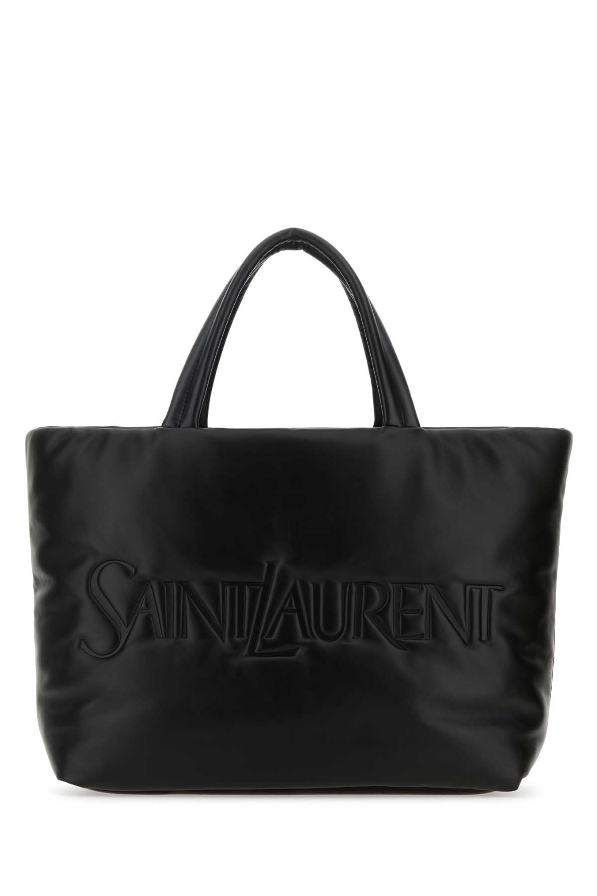 Shop Saint Laurent Black Nappa Leather  Shopping Bag In Nero