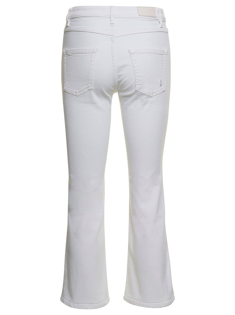 Shop Icon Denim Pam White Five-pockets Flared Jeans In Cotton Blend Denim Woman