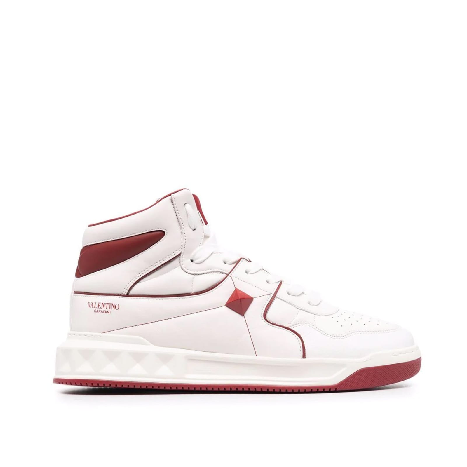 Shop Valentino Garavani High Top Leather Sneakers In White