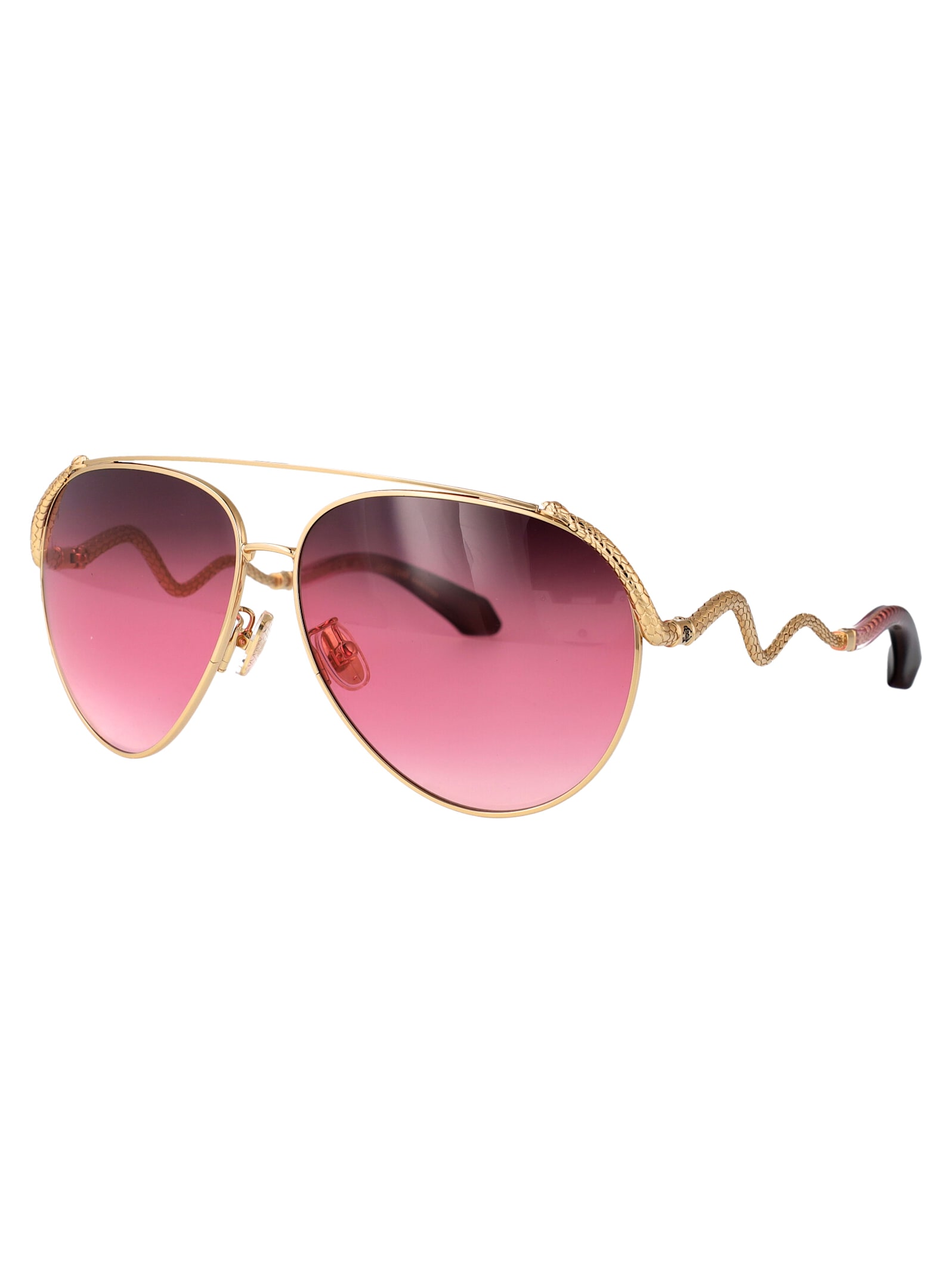 Shop Roberto Cavalli Src090m Sunglasses In Oro Rose Lucido