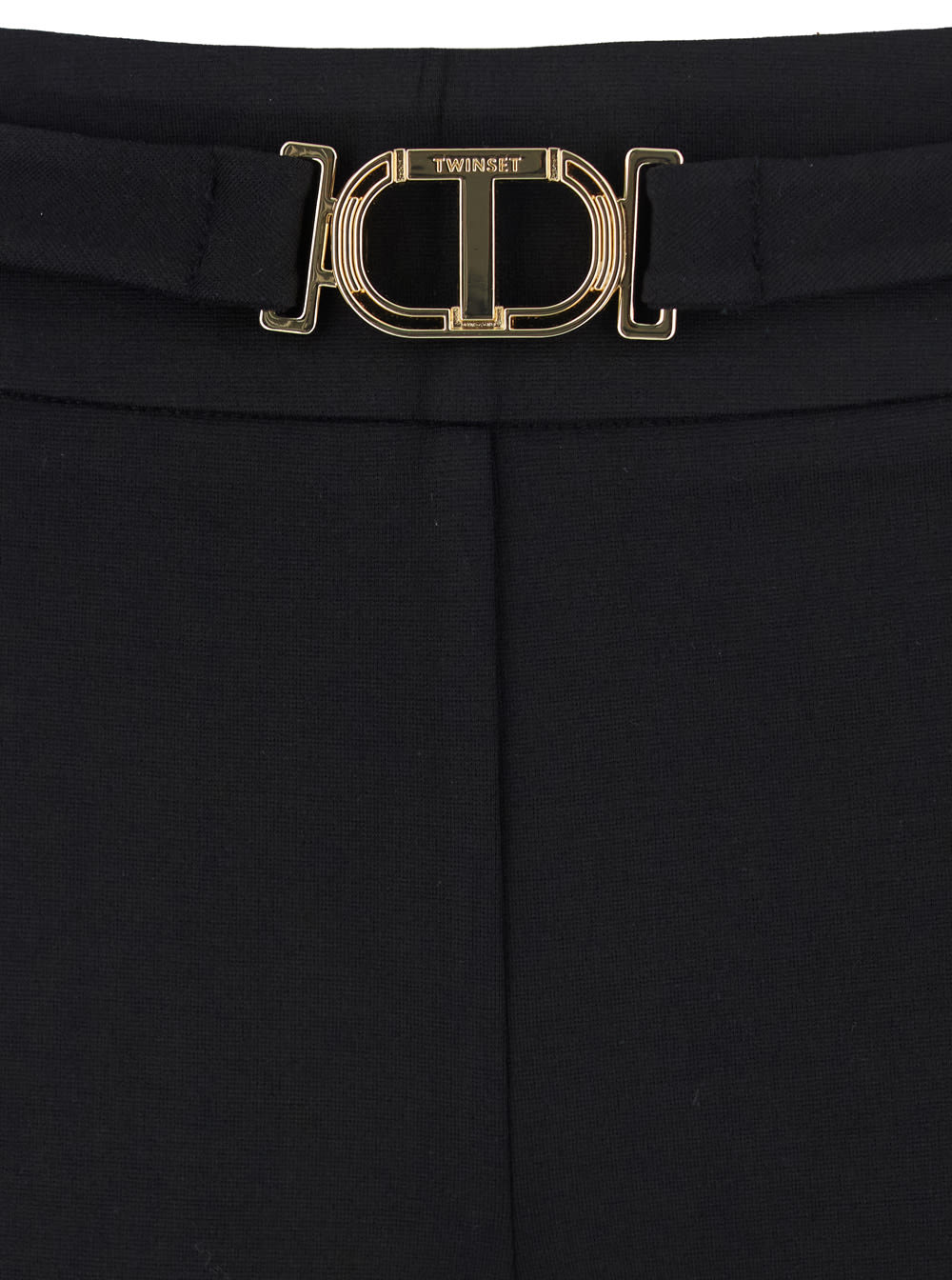 Twinset Black Pants With Belt With Buckle And Belt Loops In Viscose Blend Stretch Woman In Black