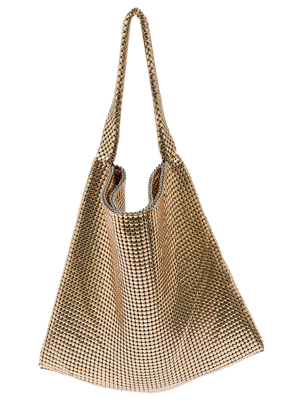 Shop Rabanne Pixel Gold-tone Tote Bag In Metallic Mesh Woman