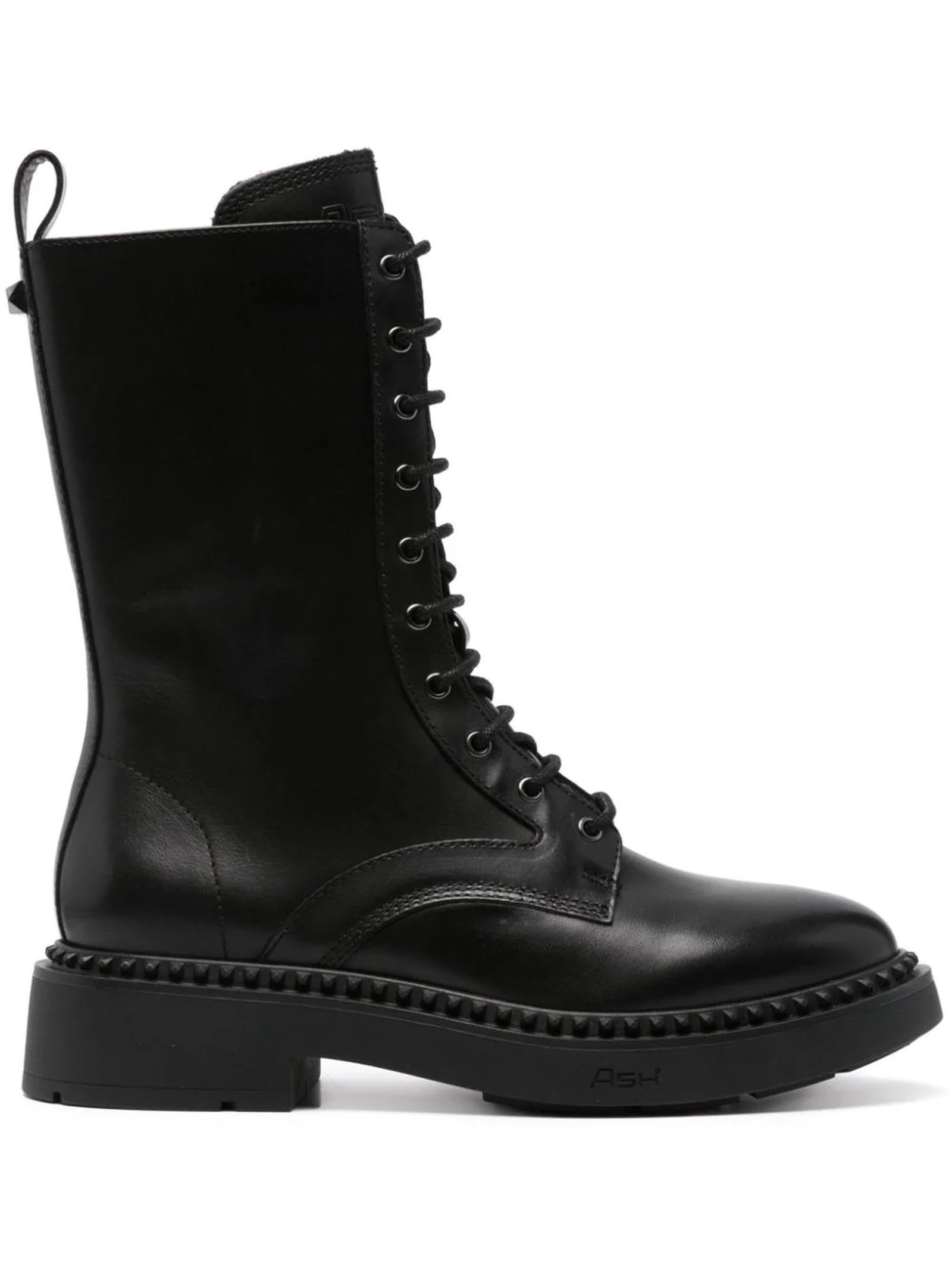 Ash Black Calf Leather Marlin Boots