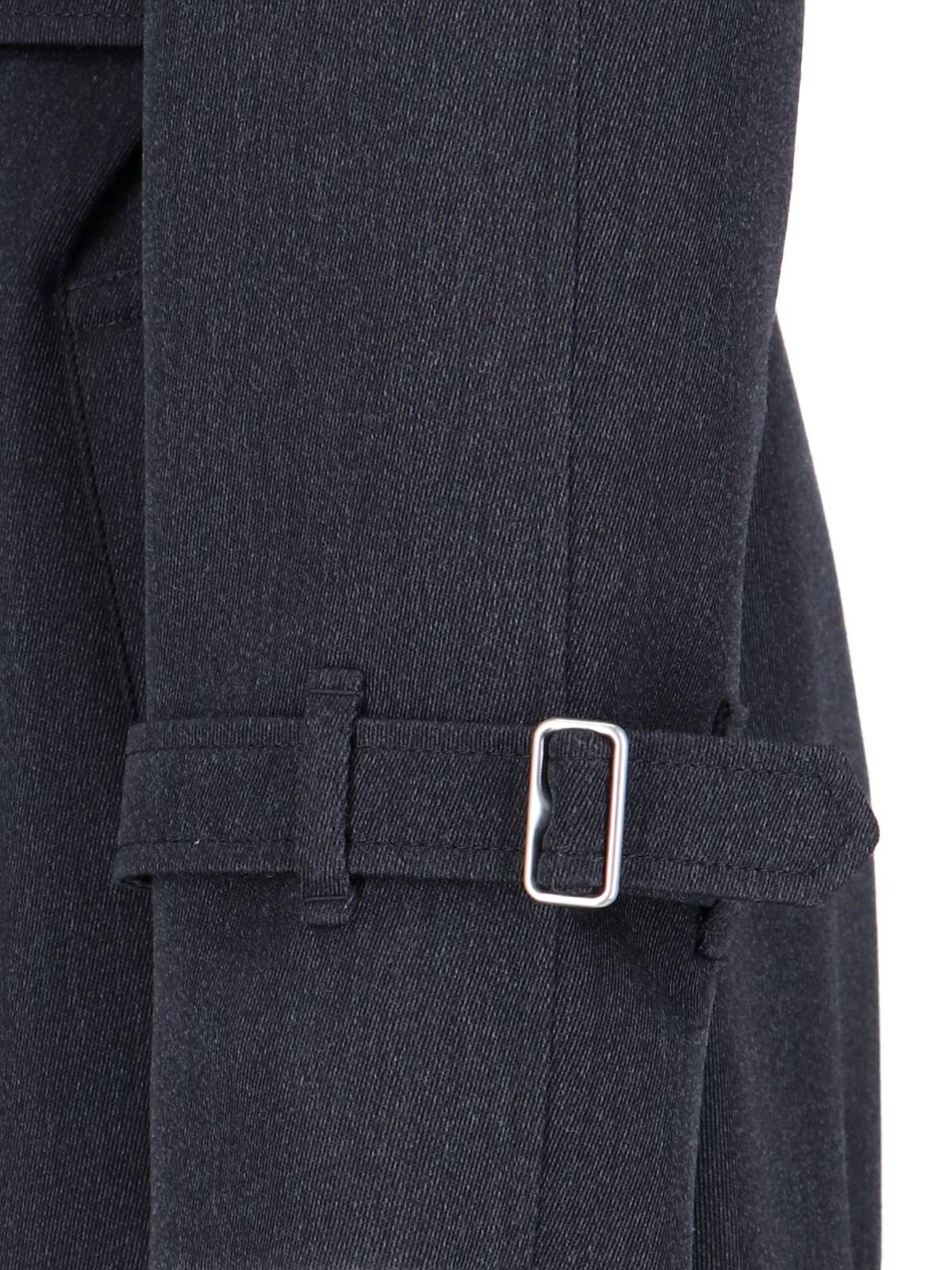 Burberry Virgin Wool Midi Trench Coat In Grey