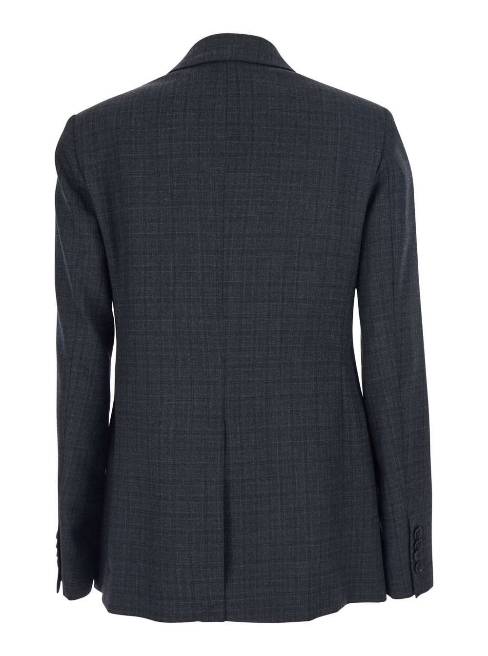 Mauro Grifoni Grey Double-breasted Jacket With Peak Revers And All-over Striped Motif In Wool Woman In Black