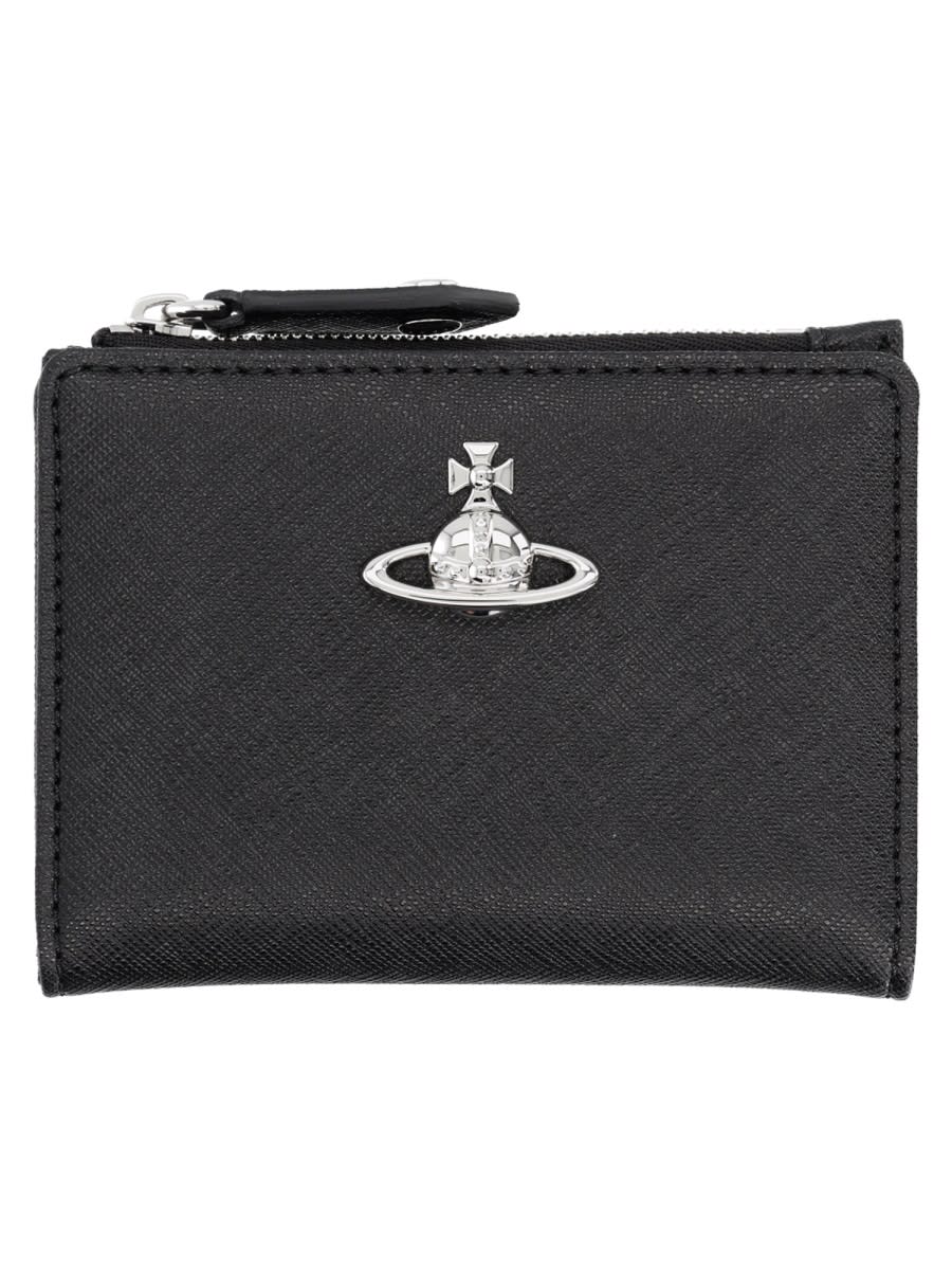 Vivienne Westwood Card Holder With Orb Detail In Black