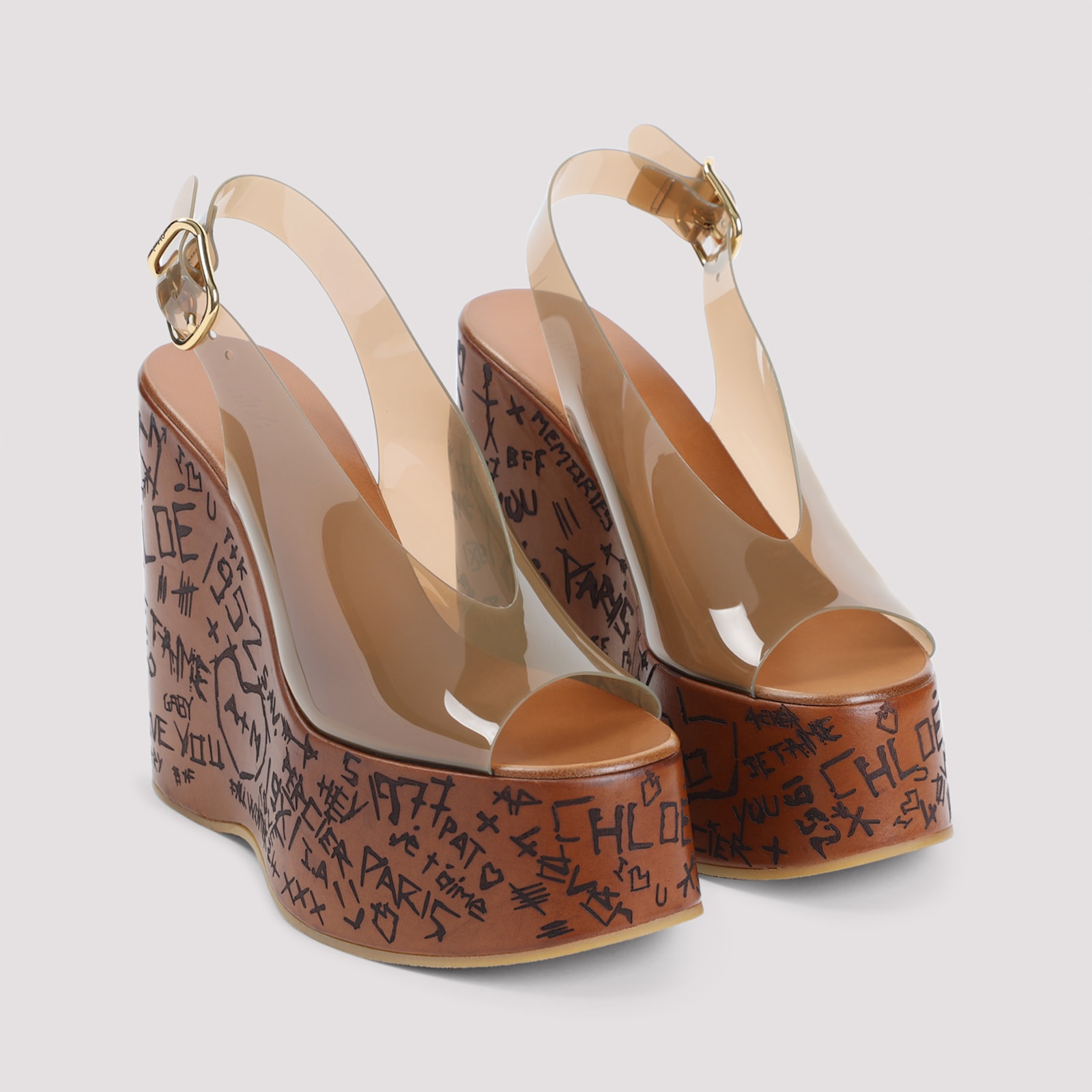 Shop Chloé Maxime Wedge Sandals In Sunny Brown