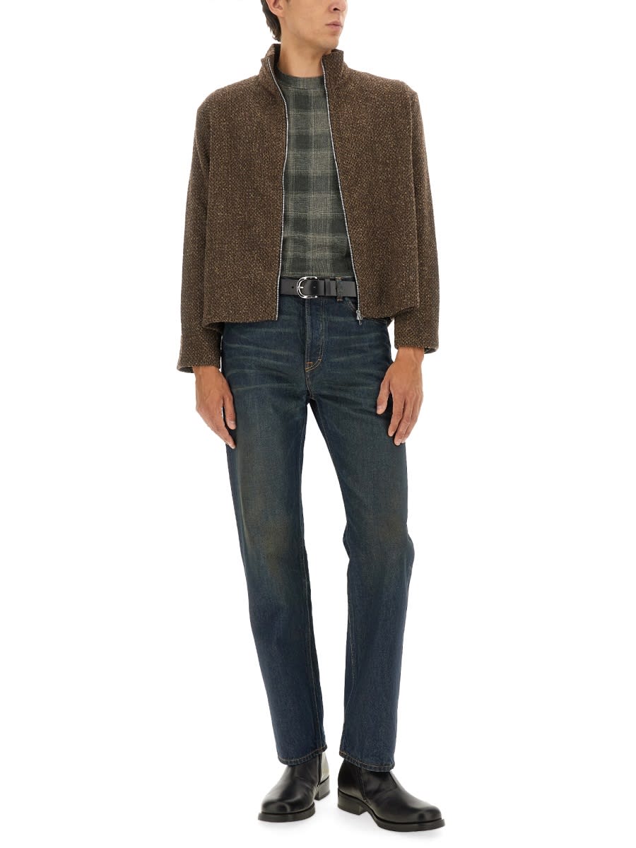 Our Legacy Brown Textured Zip-up Jacket In Brown