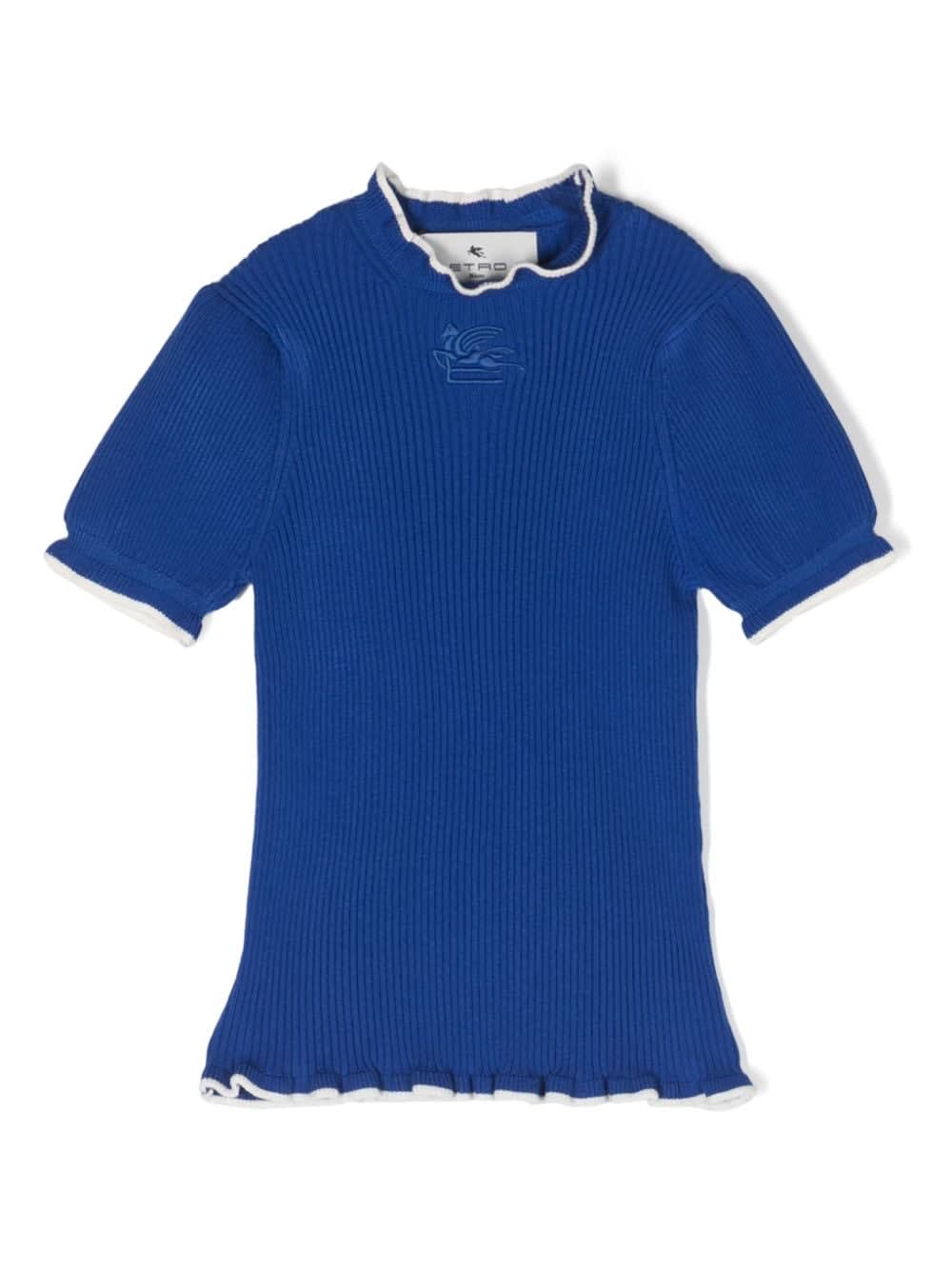 Etro Kids' T-shirt Con Ruches In Blue