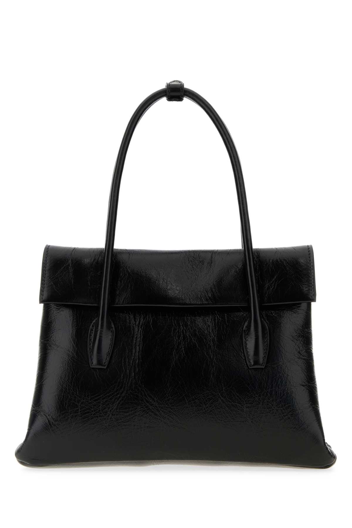 Miu Miu Black Leather Solitaire Handbag In Black