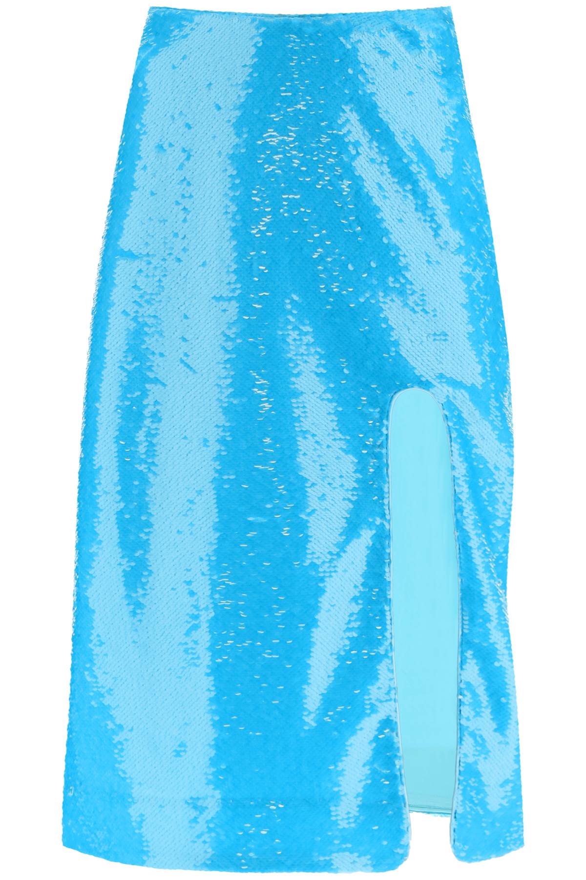 Shop Ganni Sequined Midi Skirt In Gnawed Blue