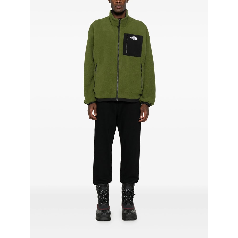 The North Face Reversible Fleece Jacket Wind Protection In Green