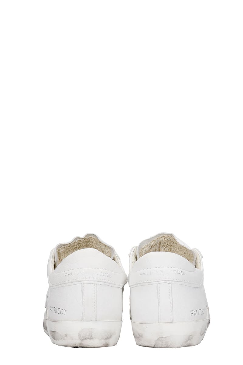 Shop Philippe Model Prsx L Sneakers In White Leather In Basic Blanc