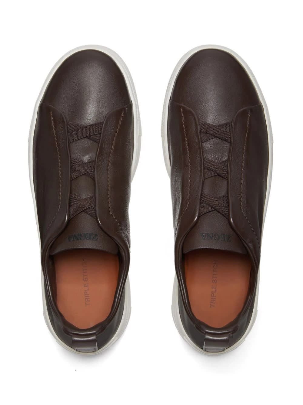 Shop Zegna Triple Stitch Secondskin Sneakers In Dark Brown