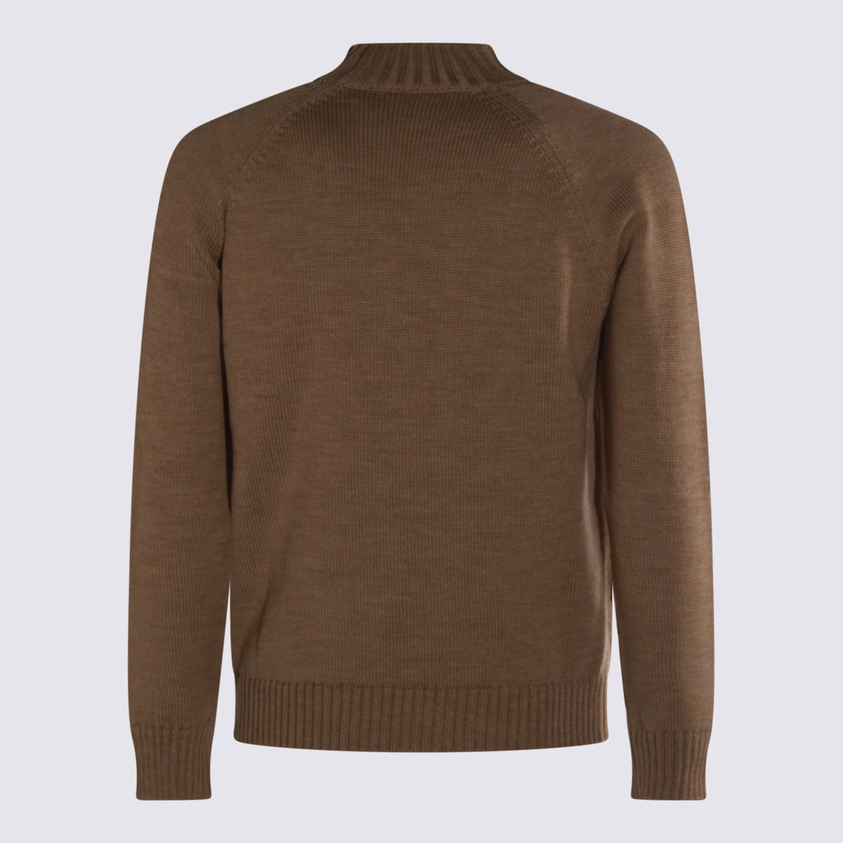 Zanone Crewneck Sweater With Raglan Sleeves And Ribbed Finish In Brown