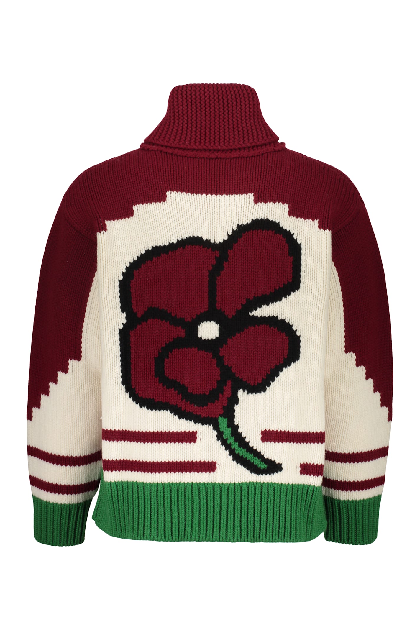 Kenzo Floral-intarsia Wool Cardigan In White