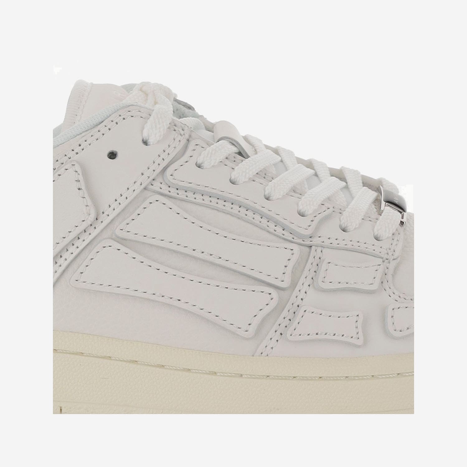 Amiri Skel Top Low White Sneakers With Skeleton Patch In Leather Man