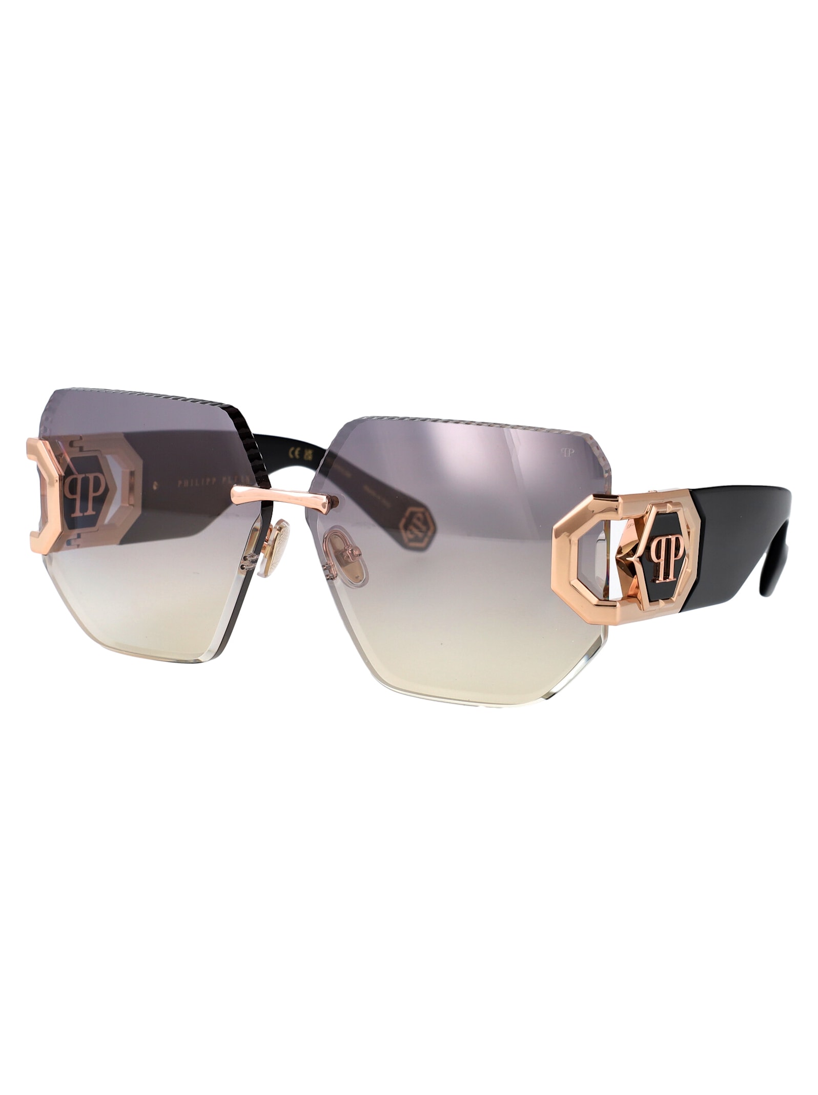Philipp Plein Plein Hera Sunglasses In Rose Gold Green