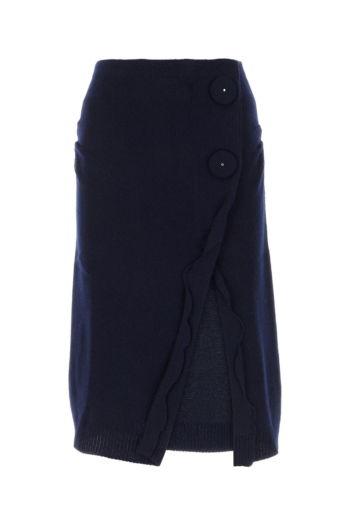 Midnight Blue Wool Blend Skirt