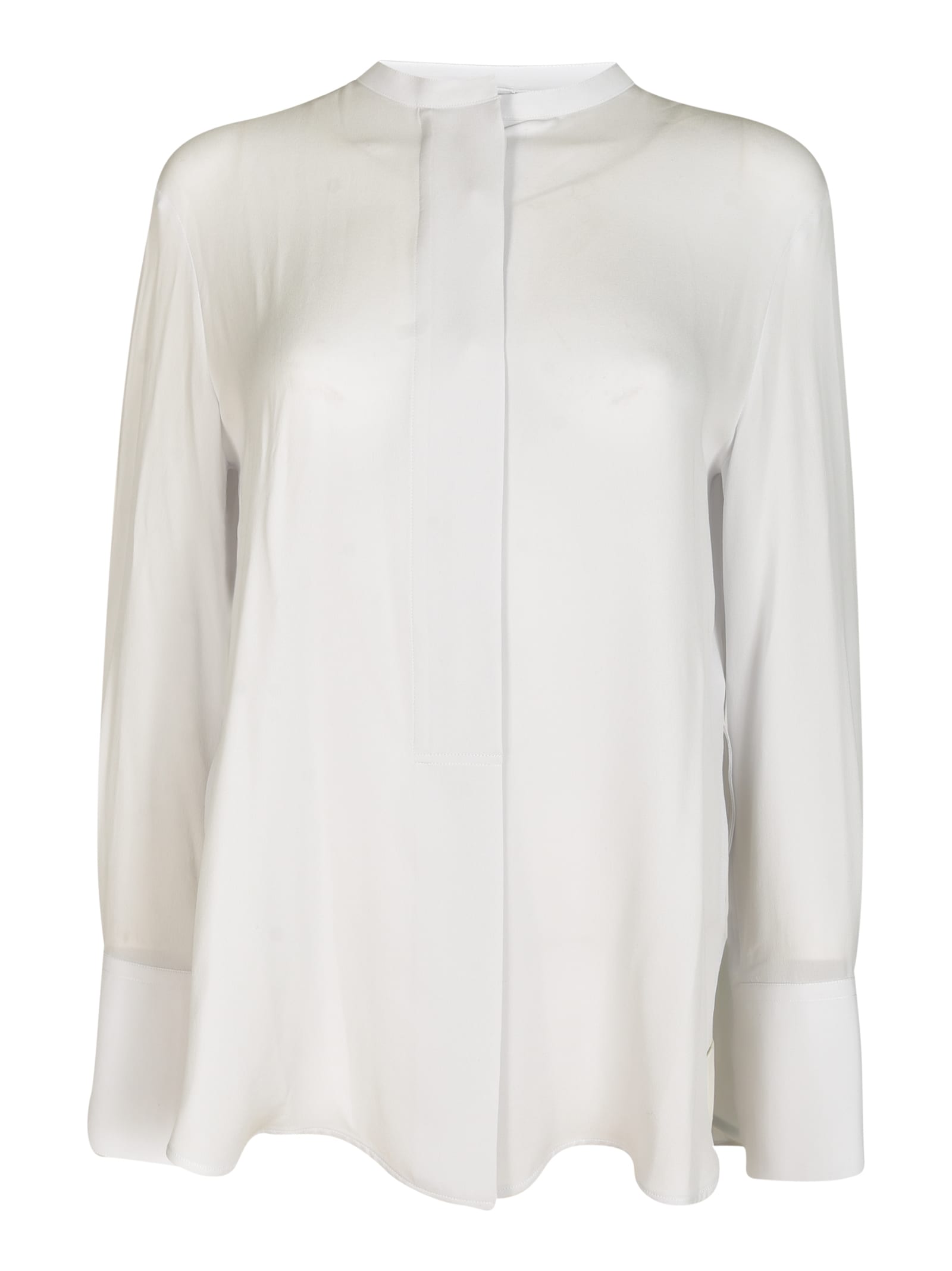 Shop Giorgio Armani Band Collar Plain Shirt In Dew