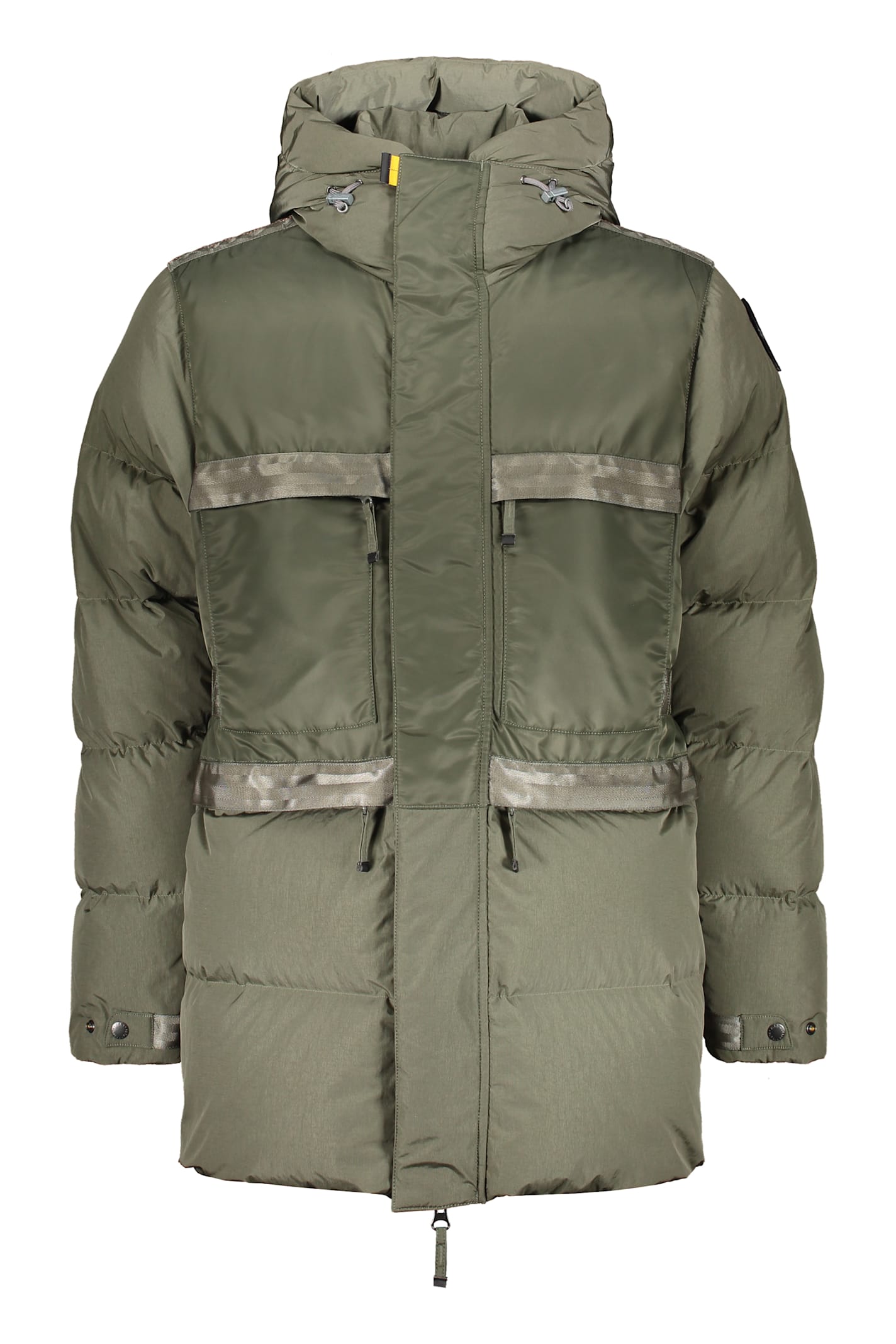 Parajumpers Down Jacket In Olive Green With A Hood In Green