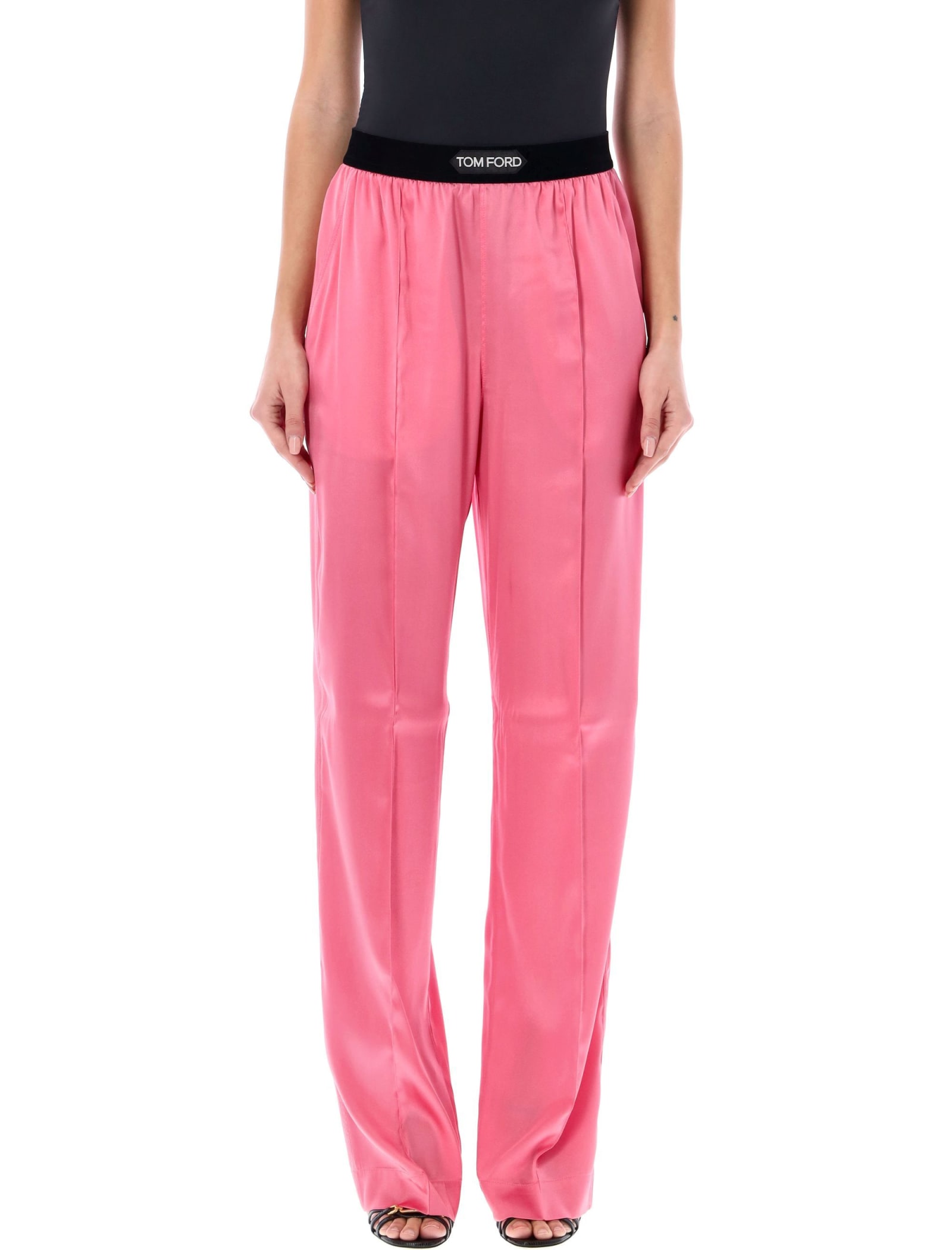 Shop Tom Ford Silk Satin Pijama Pant In Pink