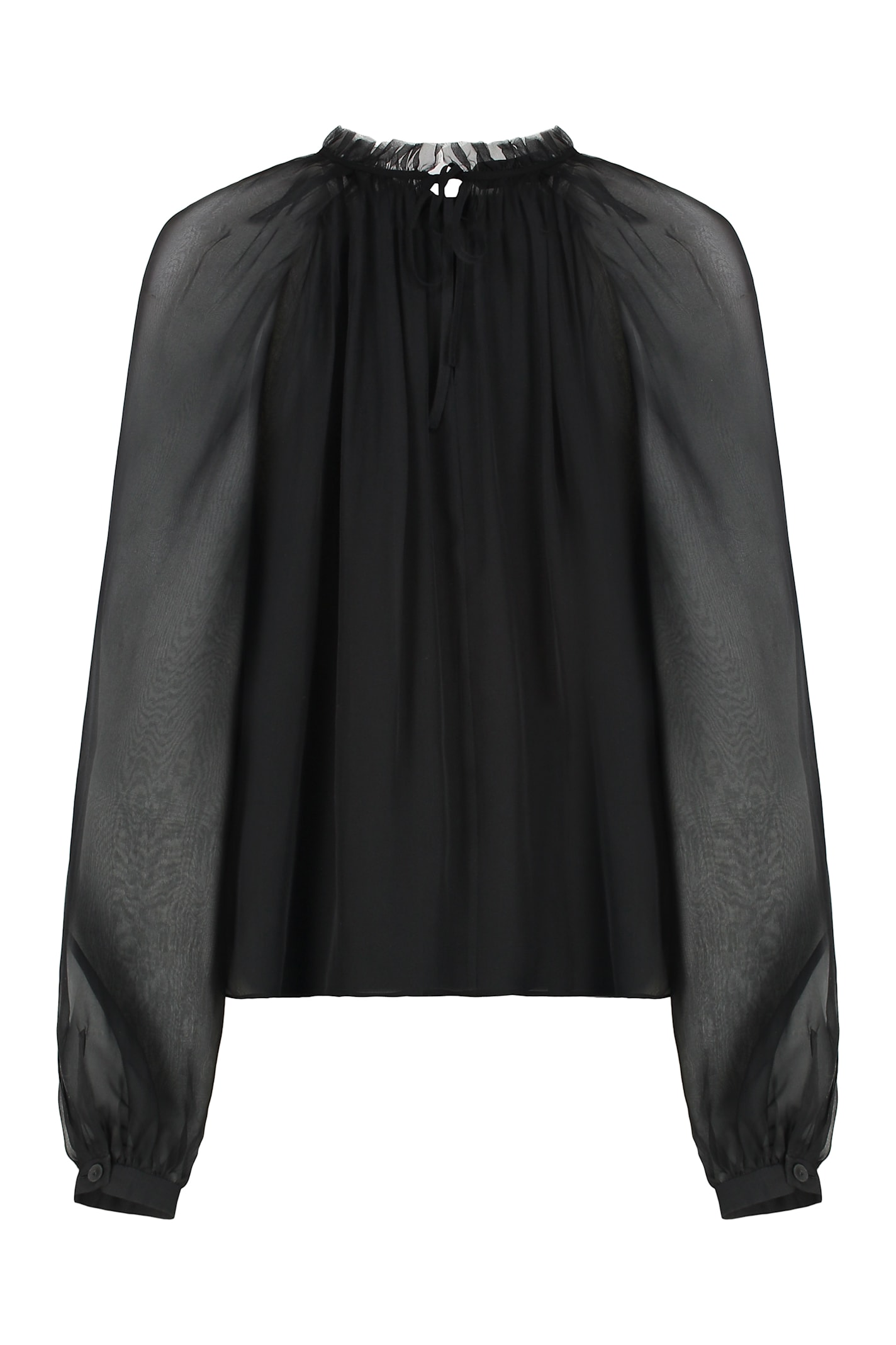 Alberta Ferretti Silk Chiffon Blouse In Black