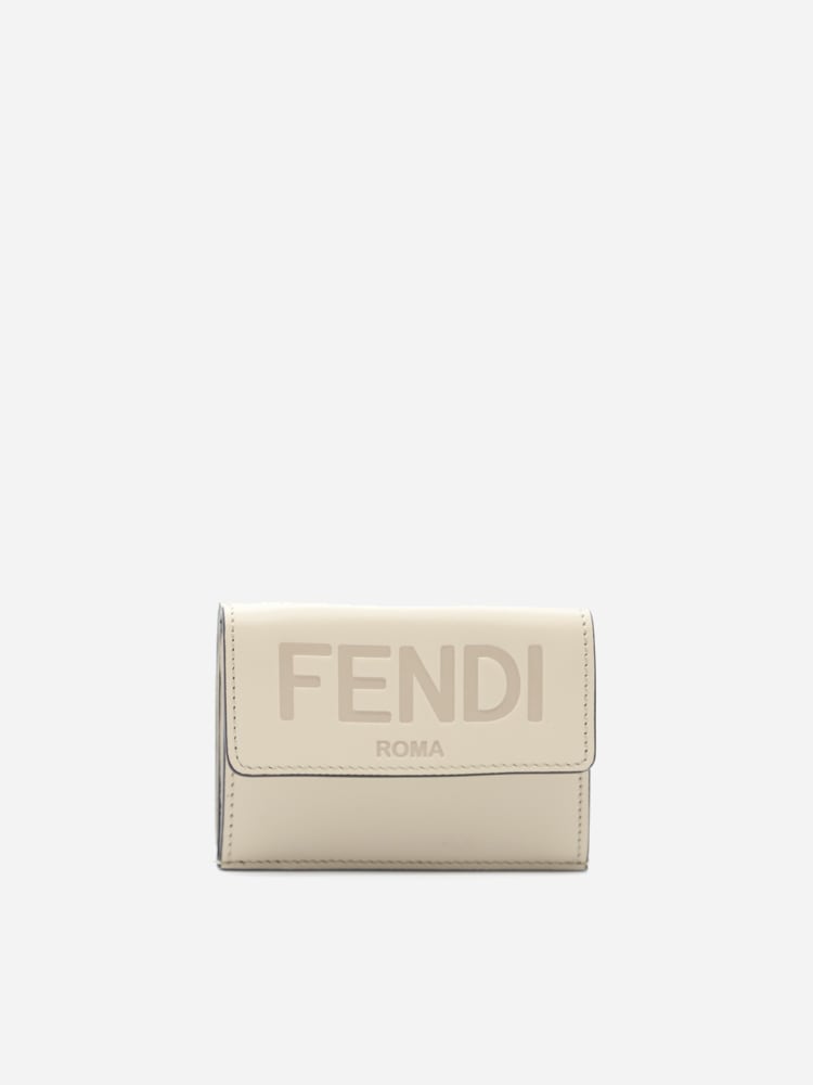 Fendi Tri-fold Leather Wallet With Logo Lettering