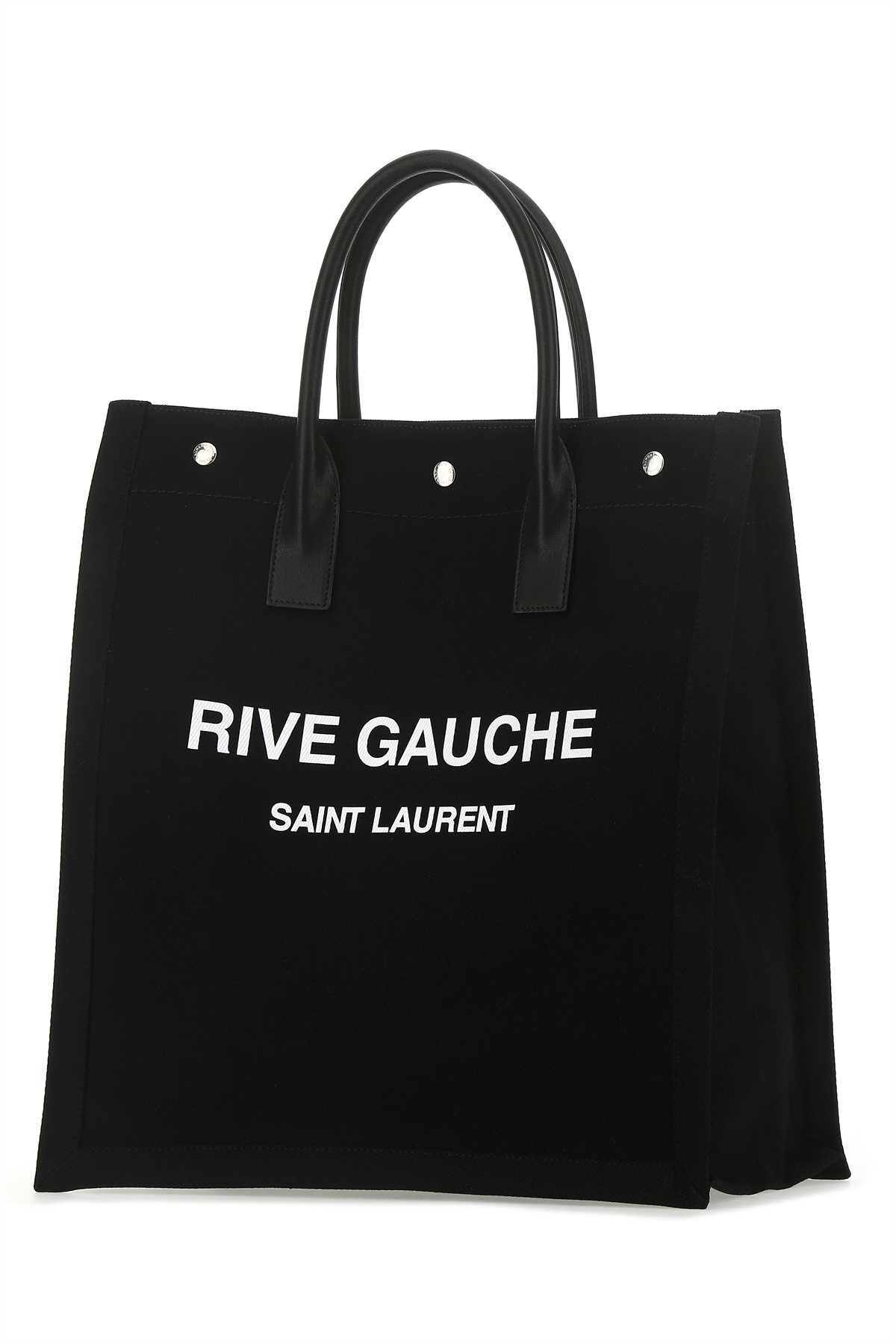 Shop Saint Laurent Black Canvas Rive Gauche Shopping Bag In 1070