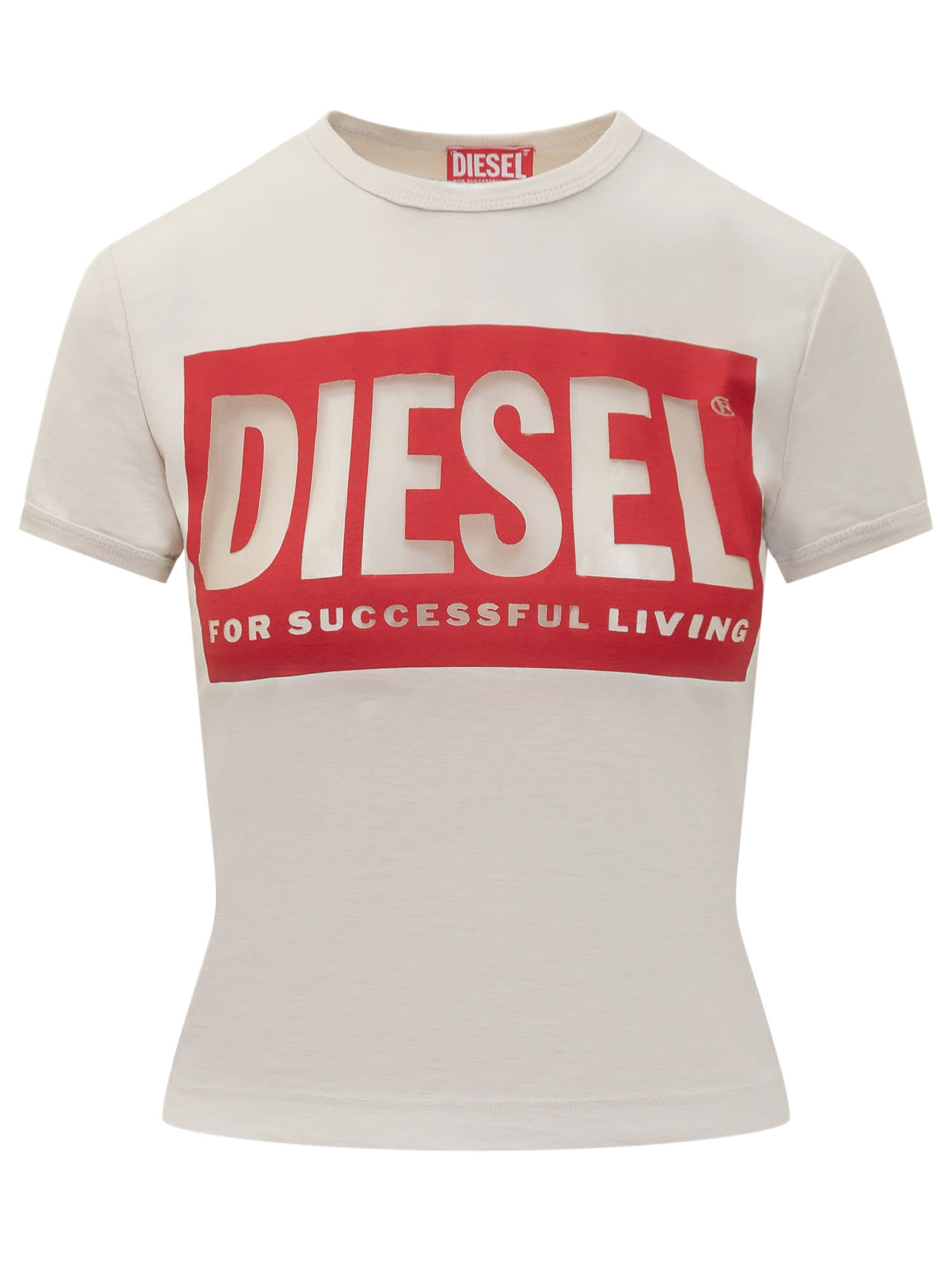 Shop Diesel T-shirt With Logo In Bianco