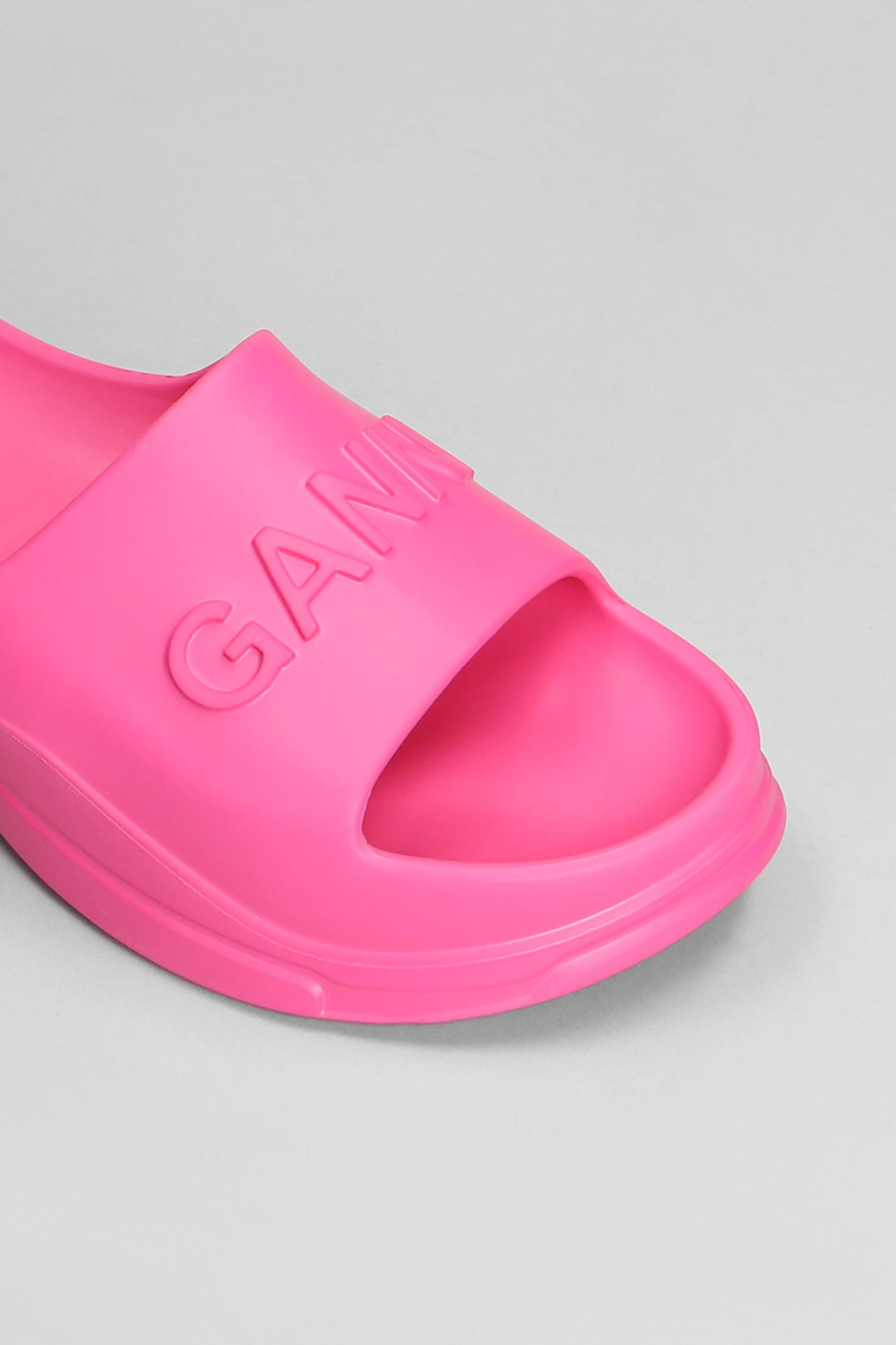 Shop Ganni Flats In Rose-pink Rubber/plasic