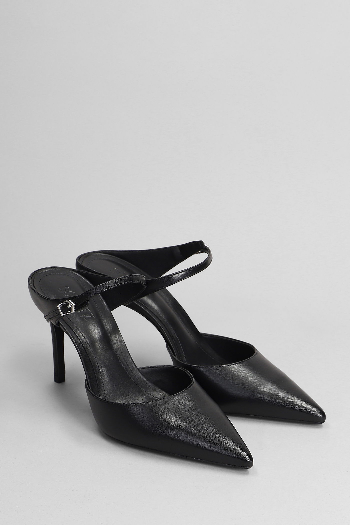 SCHUTZ LAURA MULE SLIPPER-MULE IN BLACK LEATHER