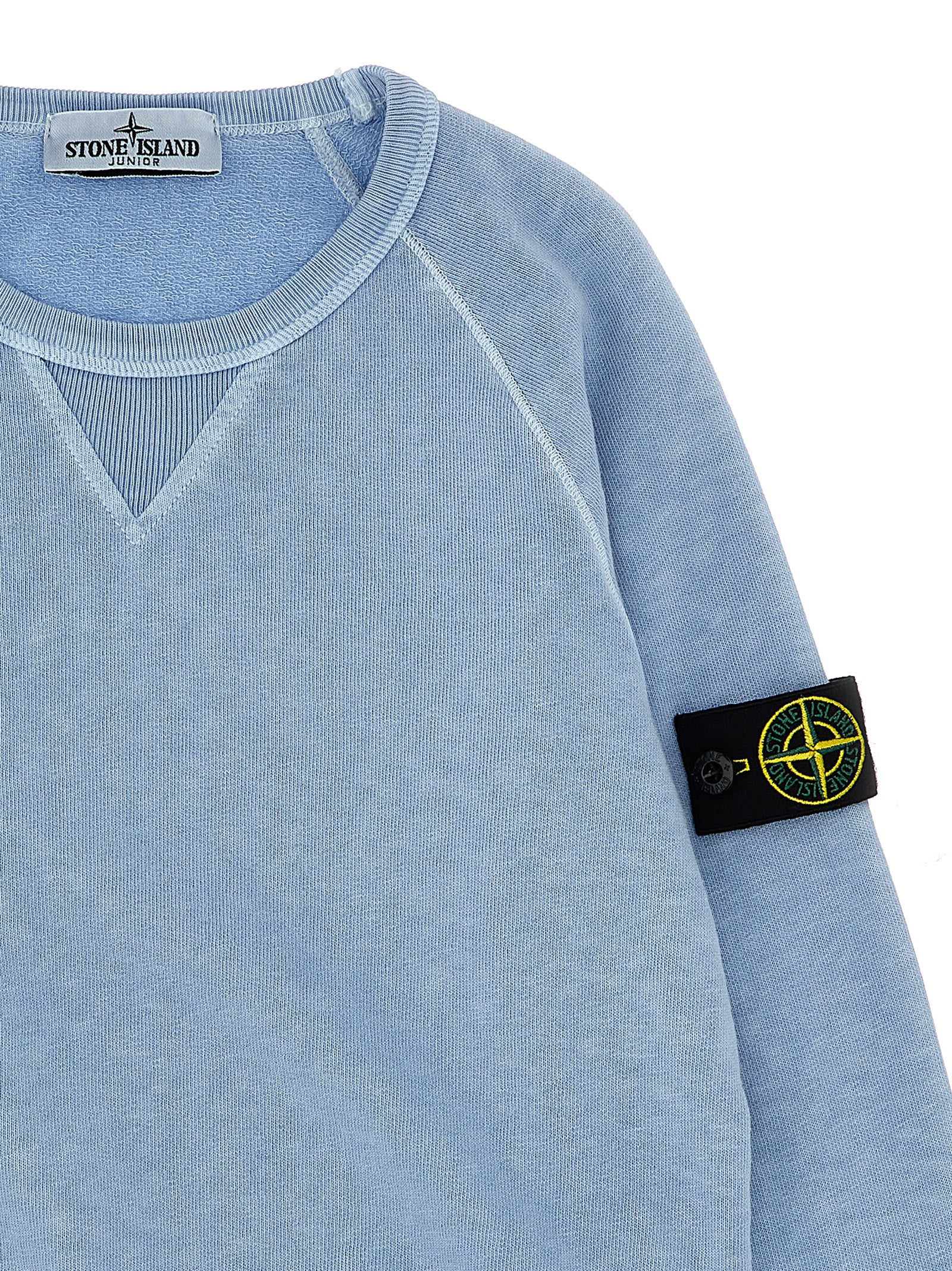 Shop Stone Island Junior Logo Badge Sweatshirt In Blue