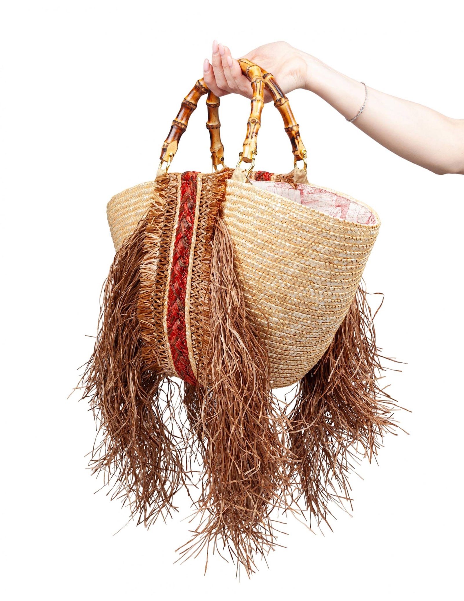 La Milanesa Orizzonte I Straw Shopping Bag With Fringes