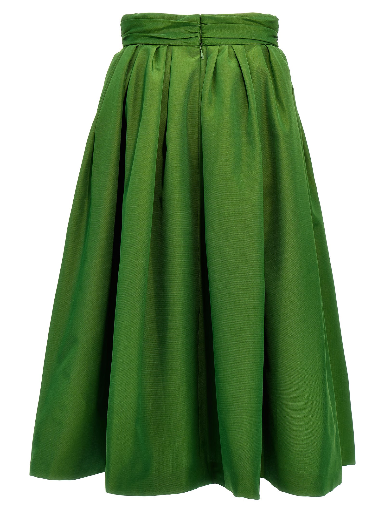 Carolina Herrera High-waisted Midi Skirt With Structured Waistband In Green