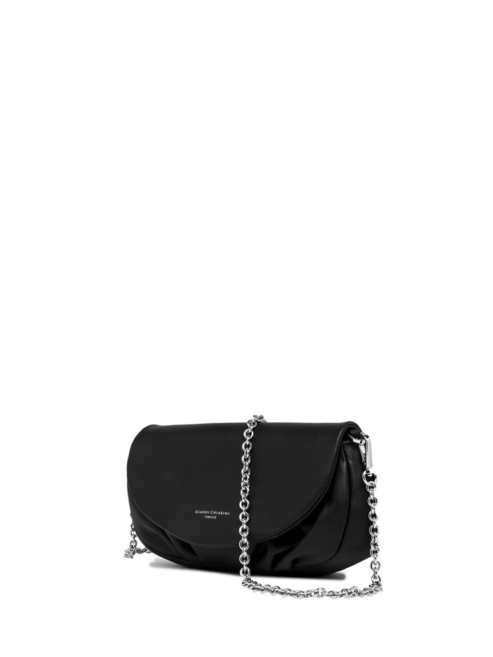 Shop Gianni Chiarini Adele Leather Clutch Bag With Shoulder Strap In Nero