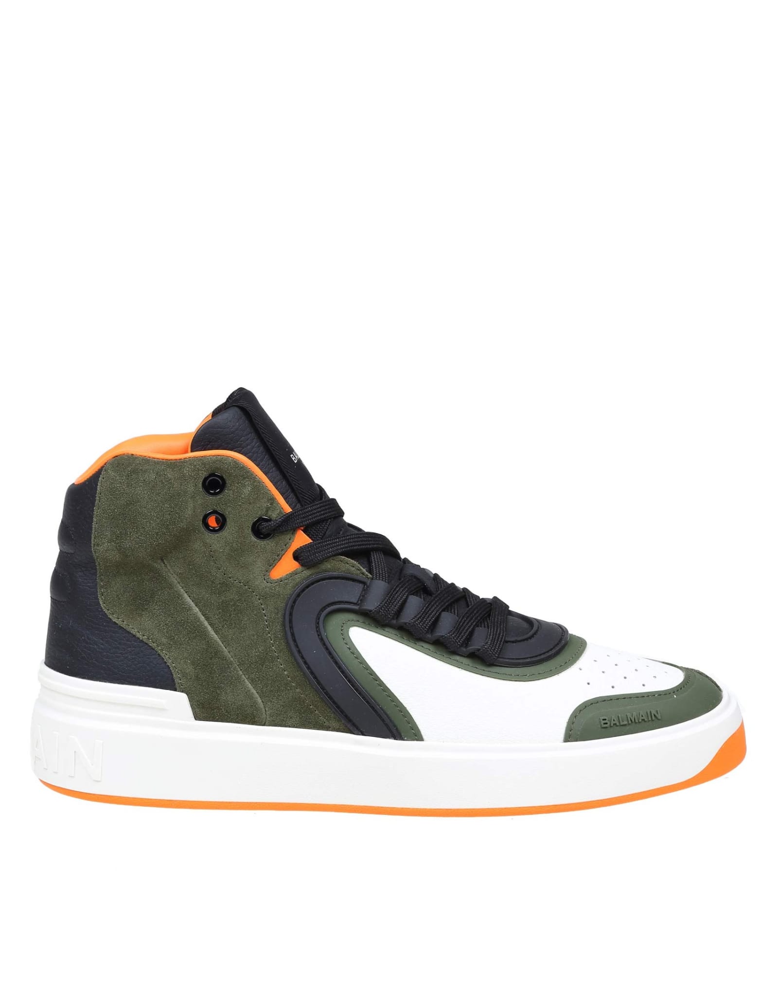 Balmain B Skate High Top In Leather And Suede