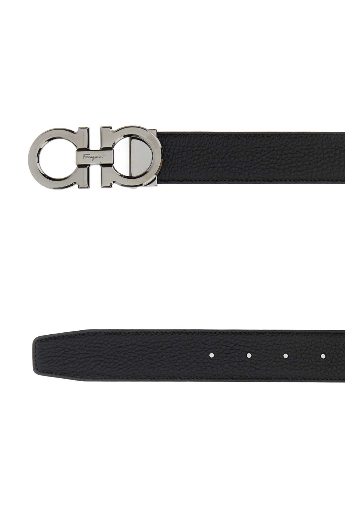 Ferragamo Adjustable Reversible Leather Belt With Textured Finish