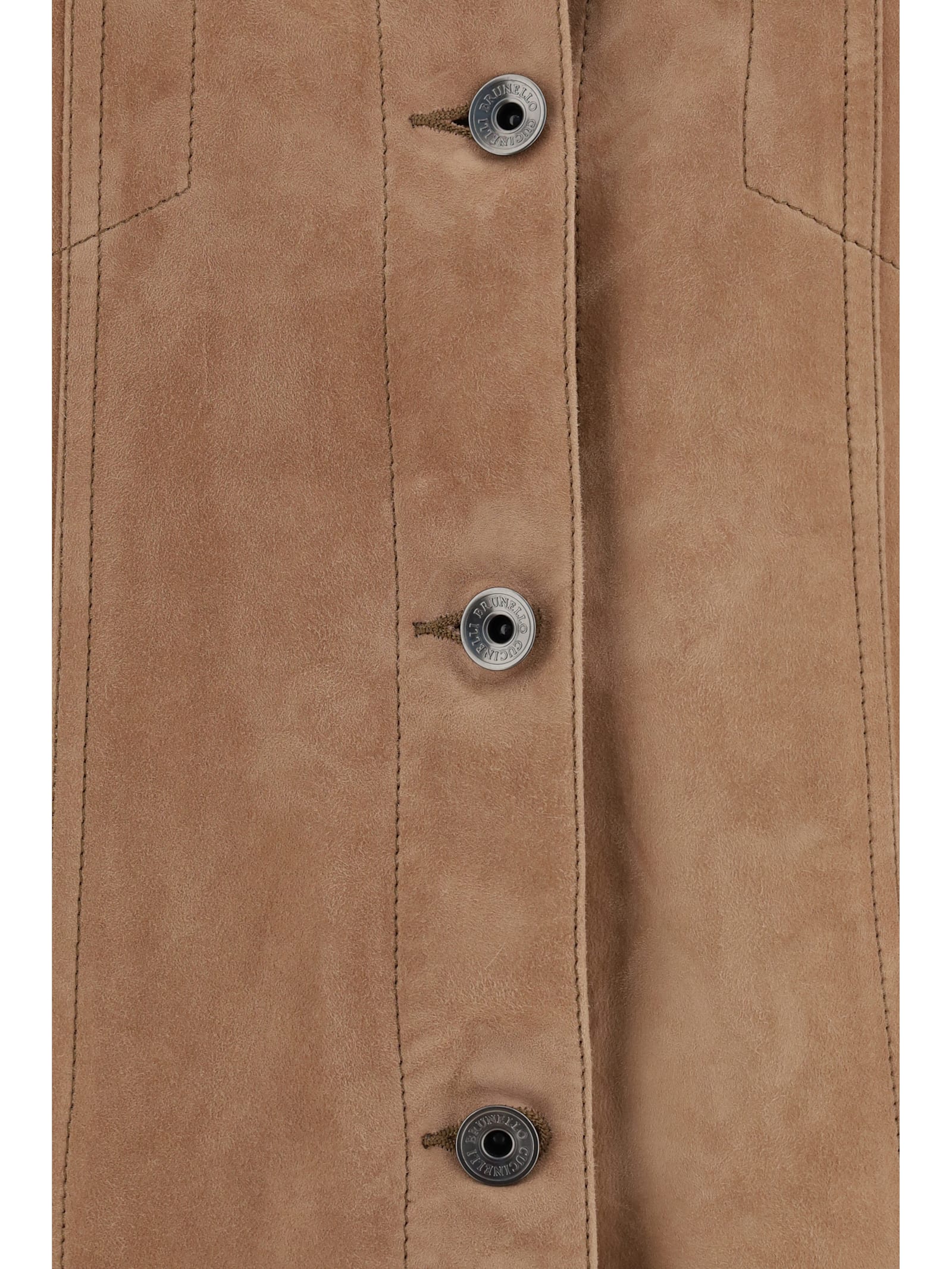 Brunello Cucinelli Suede Leather Jacket In Terra Rossa