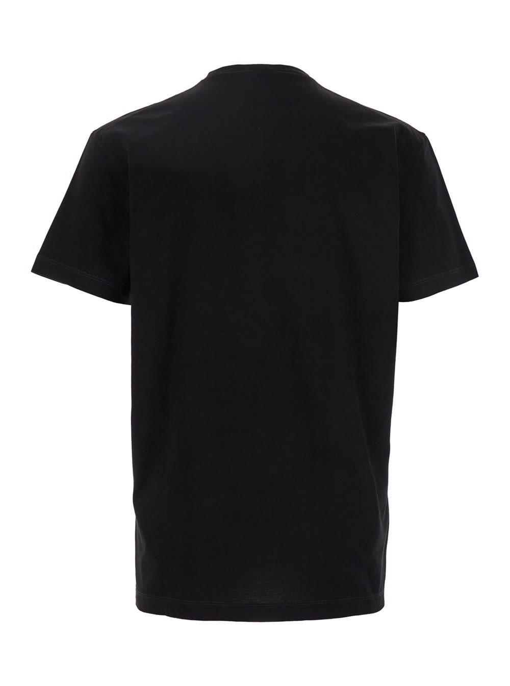 Dsquared2 Black Crewneck T-shirt With Logo Print On The Front In Cotton Man In Black
