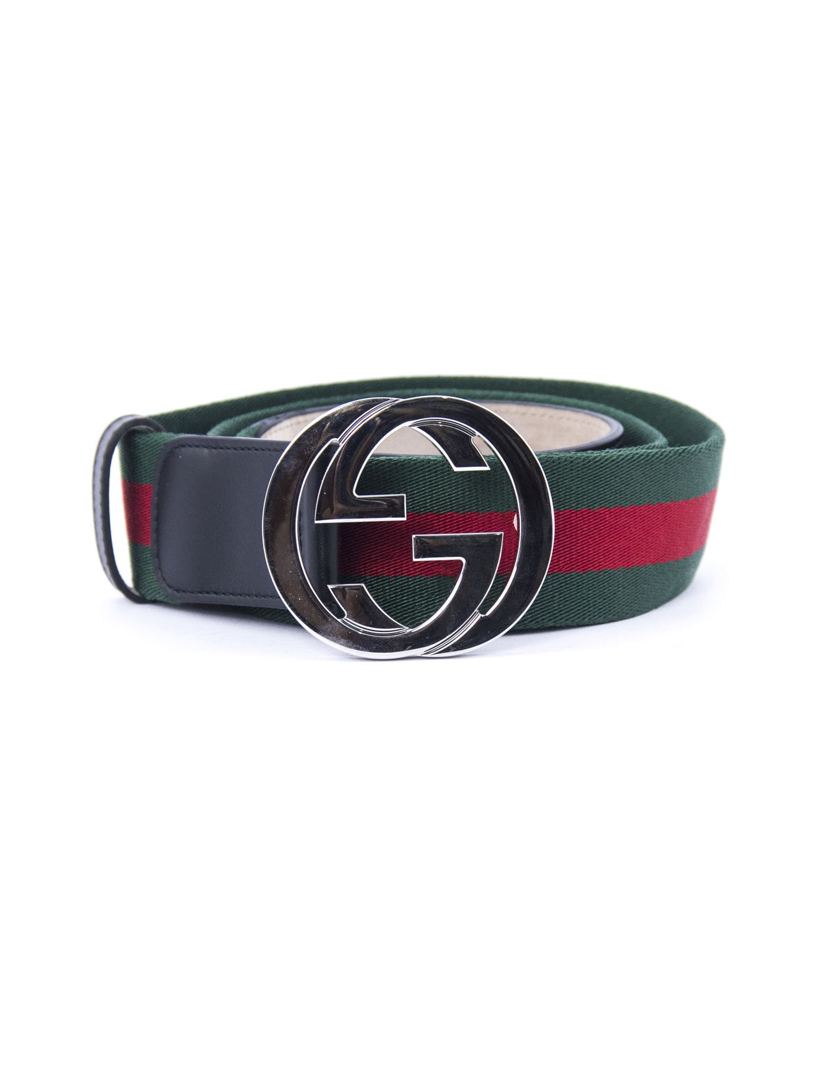 Gucci Web Belt With G Buckle In Rosso+Verde | ModeSens
